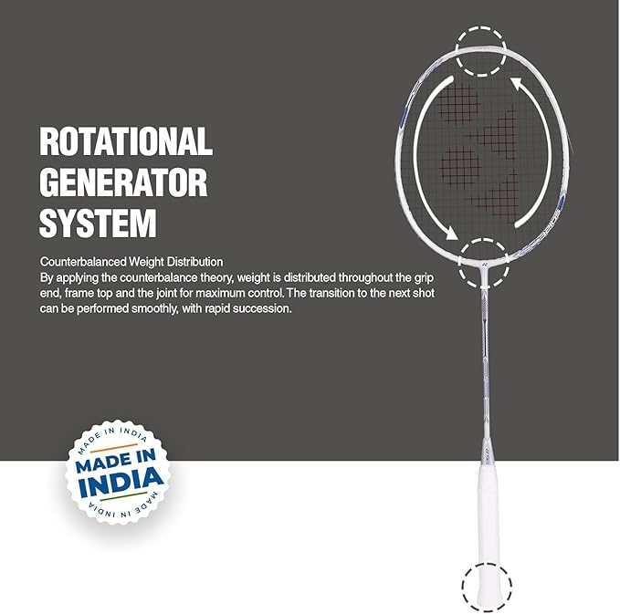 Yonex Astrox Attack 9 Pearl White Badminton Racket - Prestrung with Premium Strings | Professional Badminton Equipment for Tournaments & Training | Made in India | Perfect for Indoor Court Play & Competitive Matches