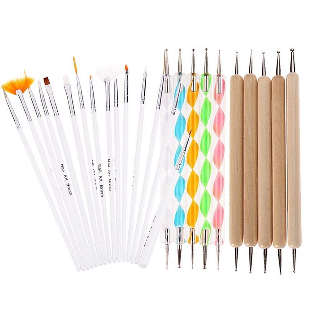 20Pcs Nail Art Brush Set - Dotting, Painting & Drawing Tools for Professional Manicure | Polish Brush Pen Kit for Nail Design (Pink) | Perfect for Home Salon, DIY Nail Art & Professional Use