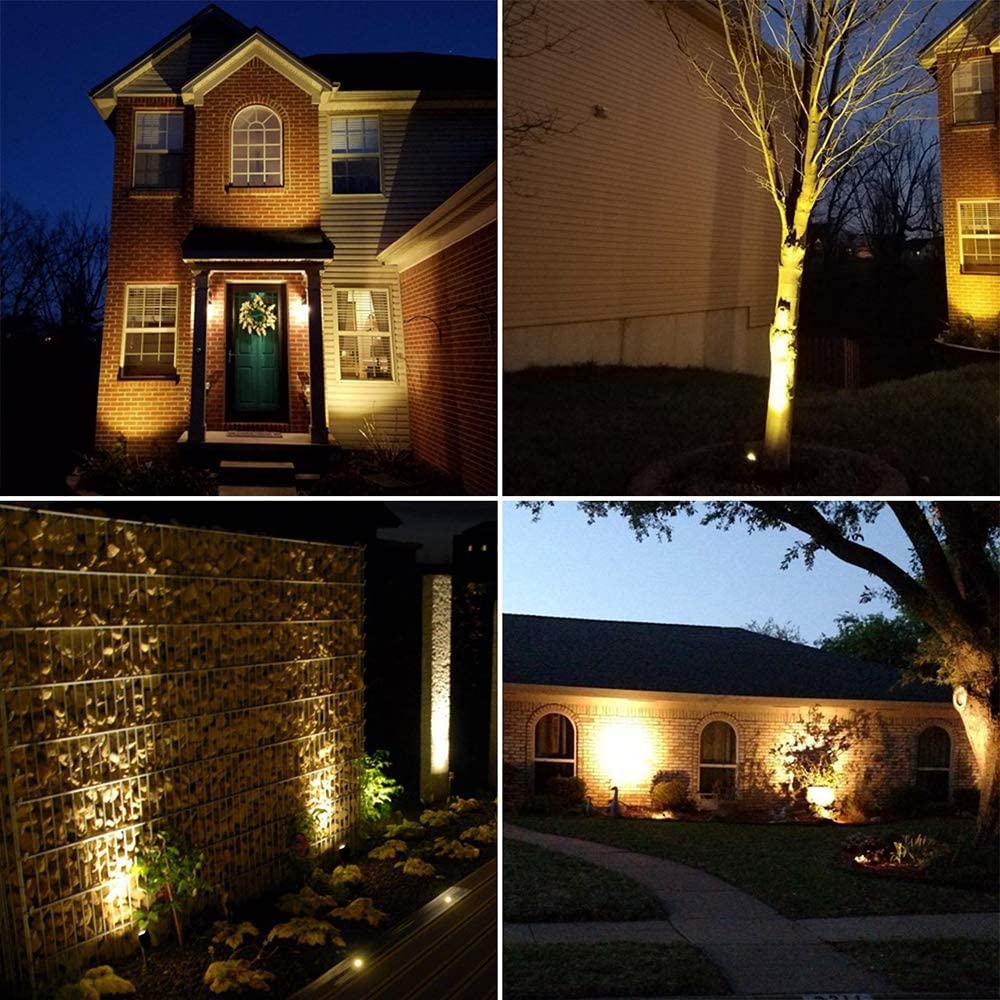 6 Pack LED Outdoor Landscape Spotlights - 120V AC Waterproof Garden Lights with Spiked Stake for Yard, Patio, Lawn, Wall & Driveway - Warm White Flood Lighting (US 3-Plug) - Perfect for Flag Lighting, Pathway Illumination & Security Lighting