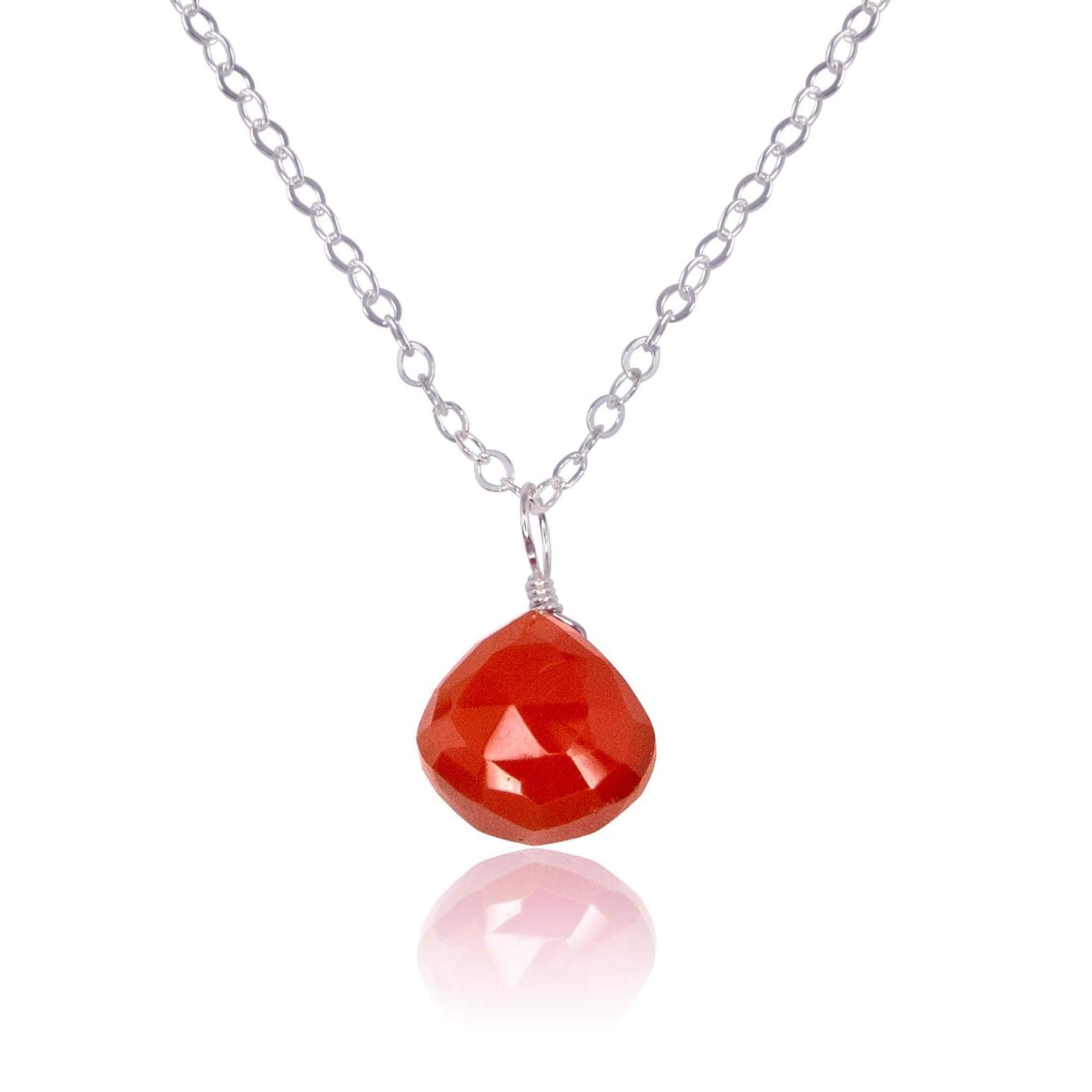 Natural Carnelian Teardrop Crystal Pendant Necklace - Healing Stone Jewelry for Women, Chakra Balancing & Energy Protection - Perfect for Meditation, Yoga & Spiritual Gifts