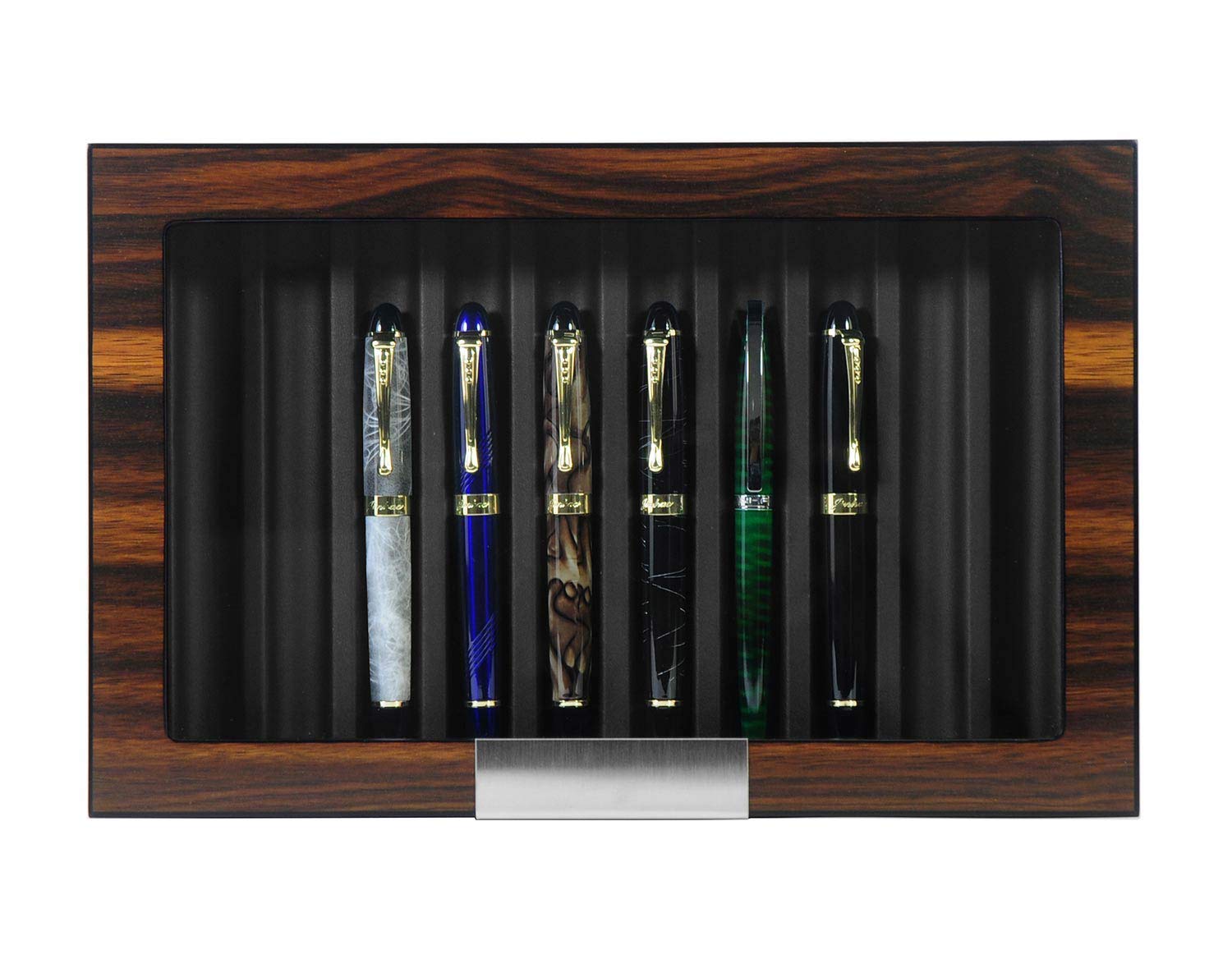 Premium Wooden Pen Display Case with Glass Top - 10 Slot Pen Organizer Box with Lid - Perfect for Fountain Pen Collectors & Calligraphy Enthusiasts - Ideal for Office Desk, Gift Presentation & Pen Collection Display