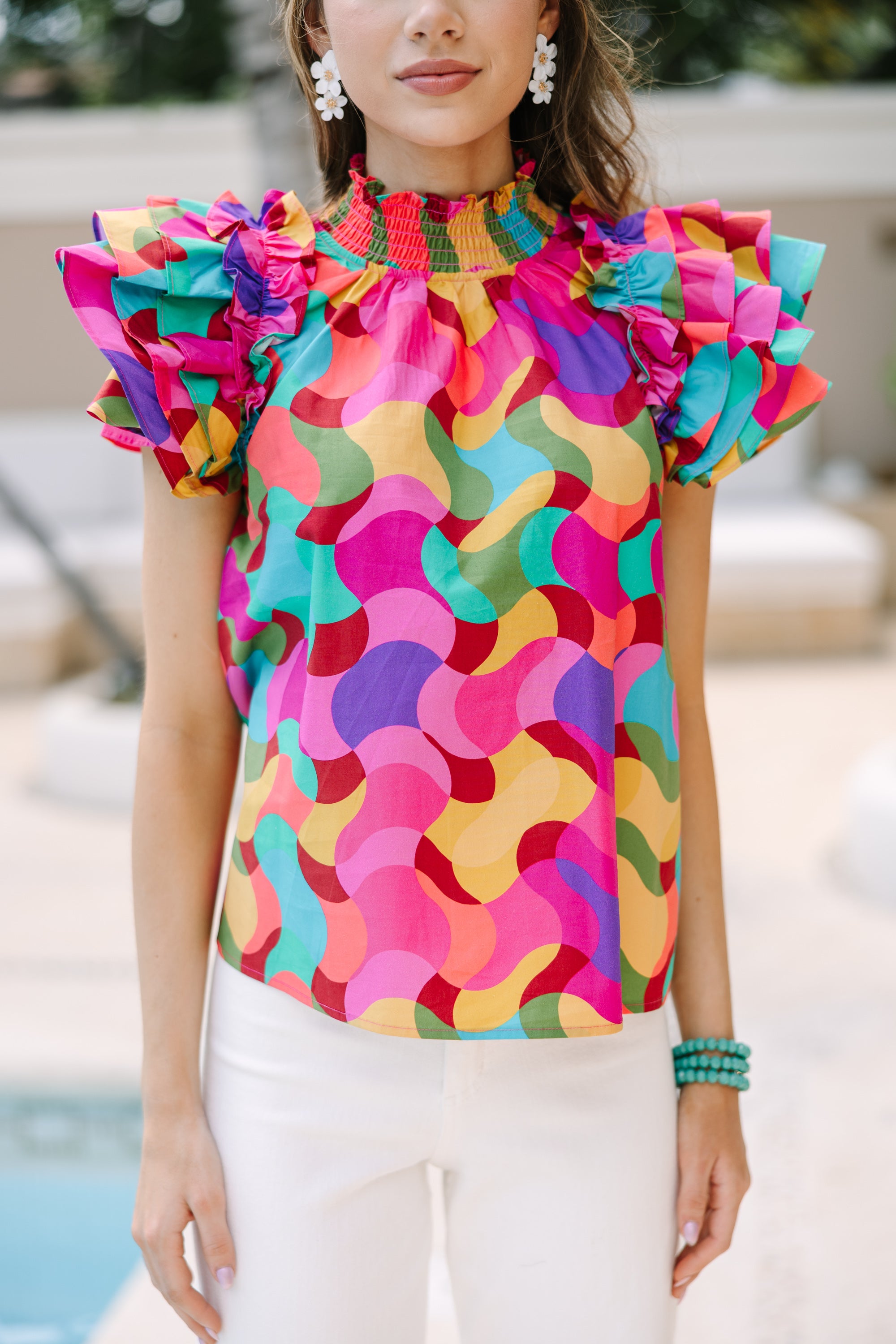 Stylish Multi-Colored Abstract Blouse for Women - Trendy Printed Tops for Casual Wear, Office & Date Night Outfits