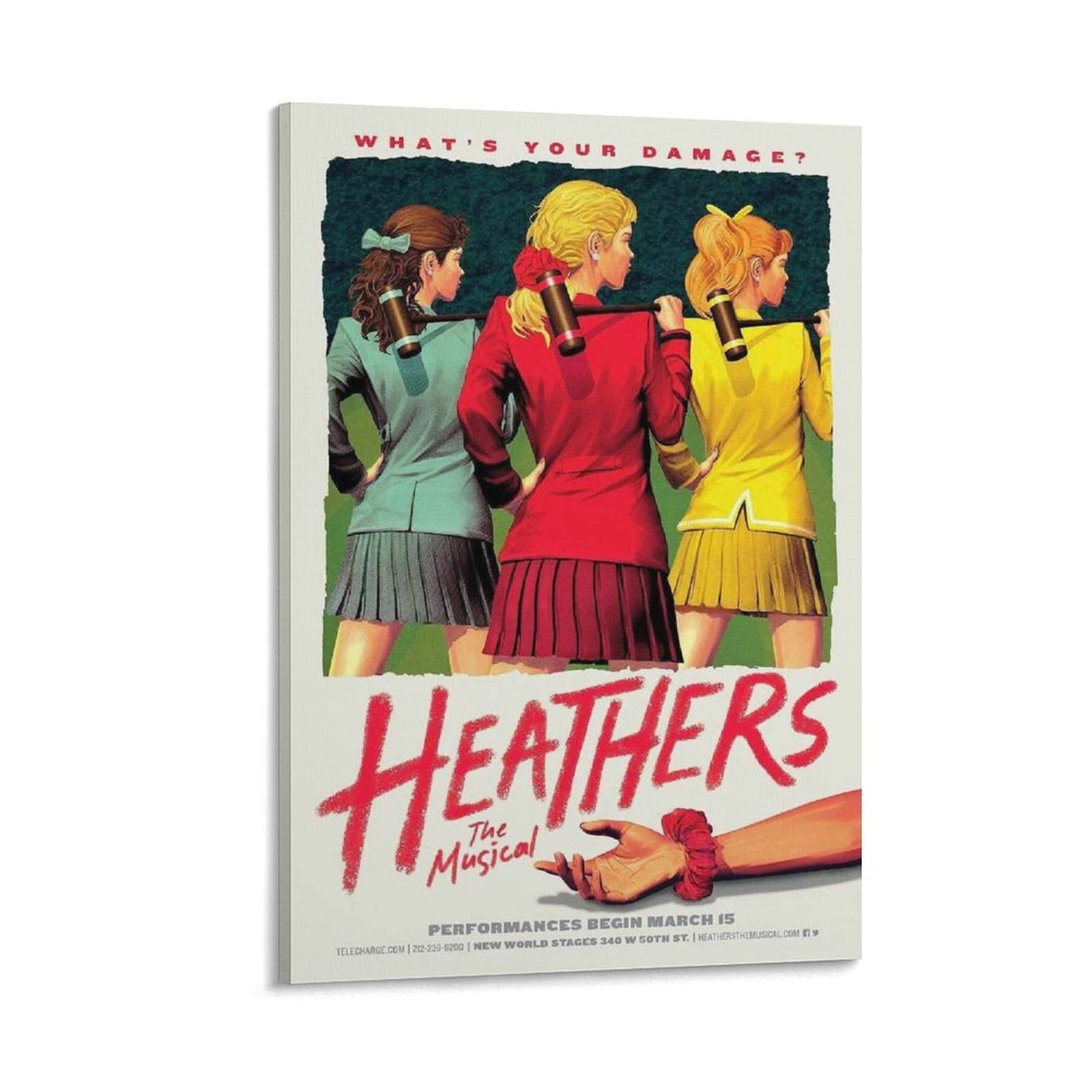 Vintage Heathers 80s 90s Musical Movie Poster - HD Canvas Print Wall Art Decor (20x30 inches / 50x75 cm) - Perfect for Bedroom, Living Room & Office Aesthetics