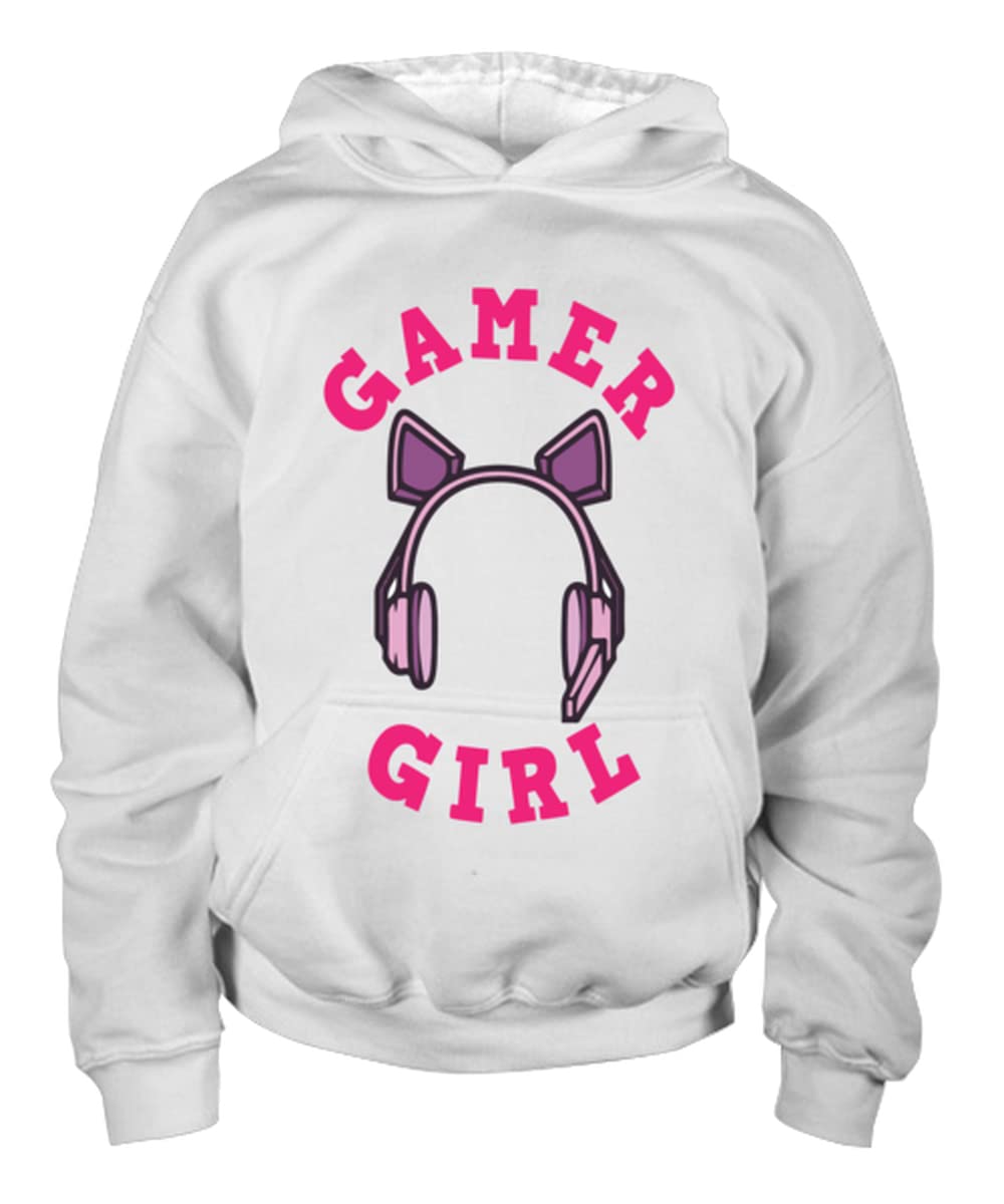 Trendy Gamer Girl Hoodie with Headphones - Cool Youth Pullover for Gaming, Streaming & Casual Wear