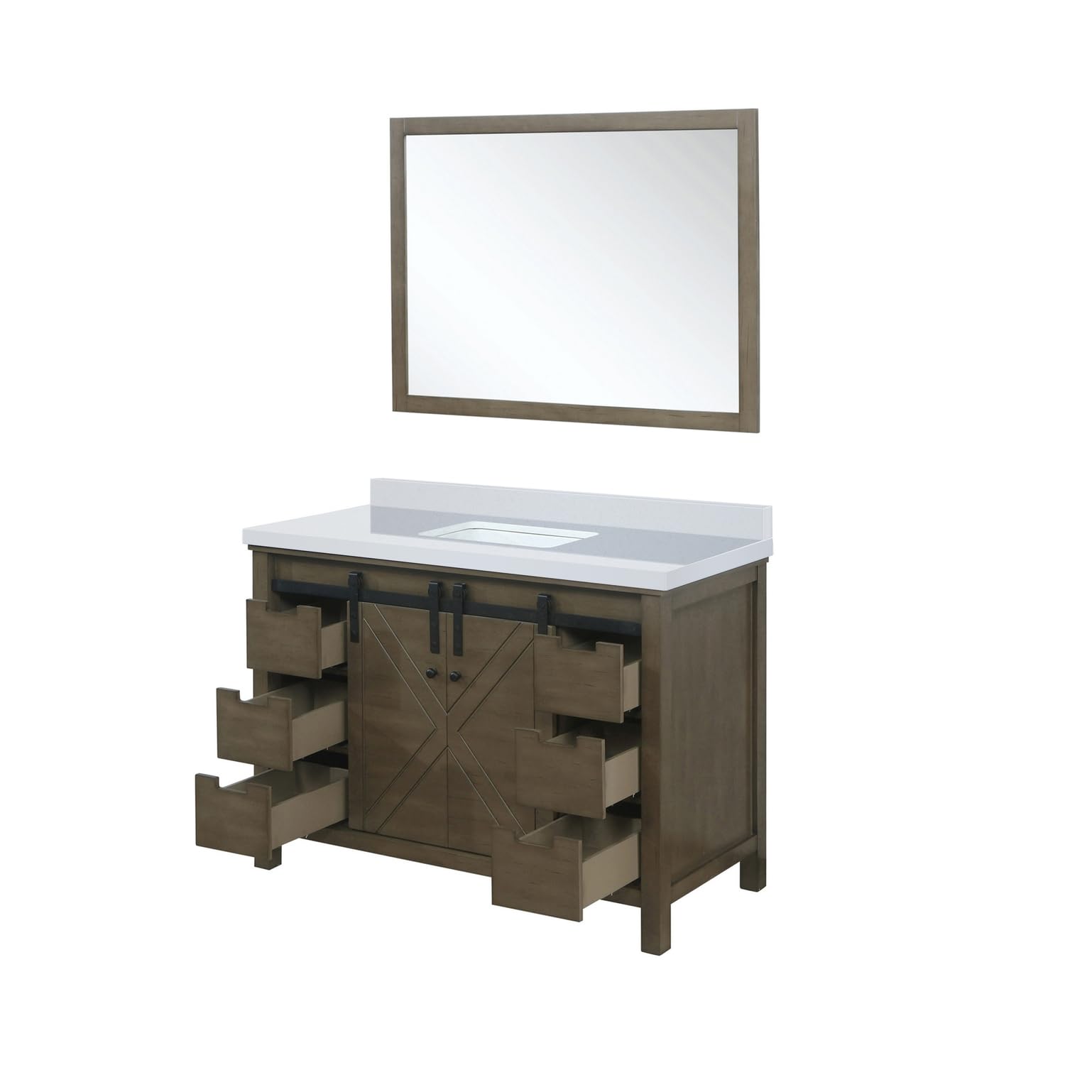 Rustic Brown Bathroom Vanity Set - 48