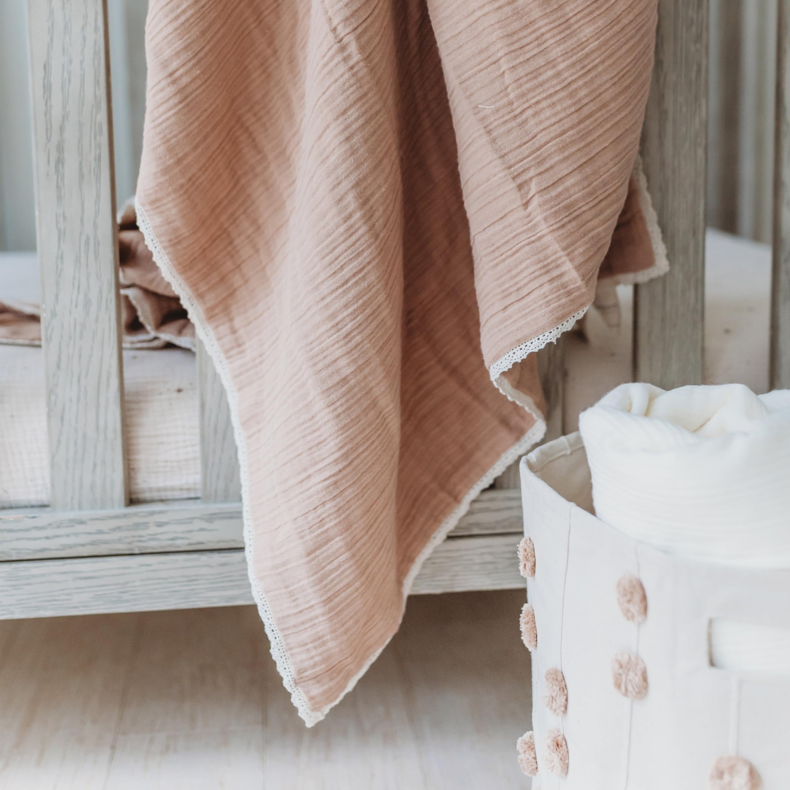 MakeMake Organics GOTS Certified Organic Cotton Muslin Swaddle Blanket - Soft, Breathable & Lightweight Baby Blanket for Boys & Girls - 40