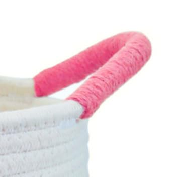 white with pink handle