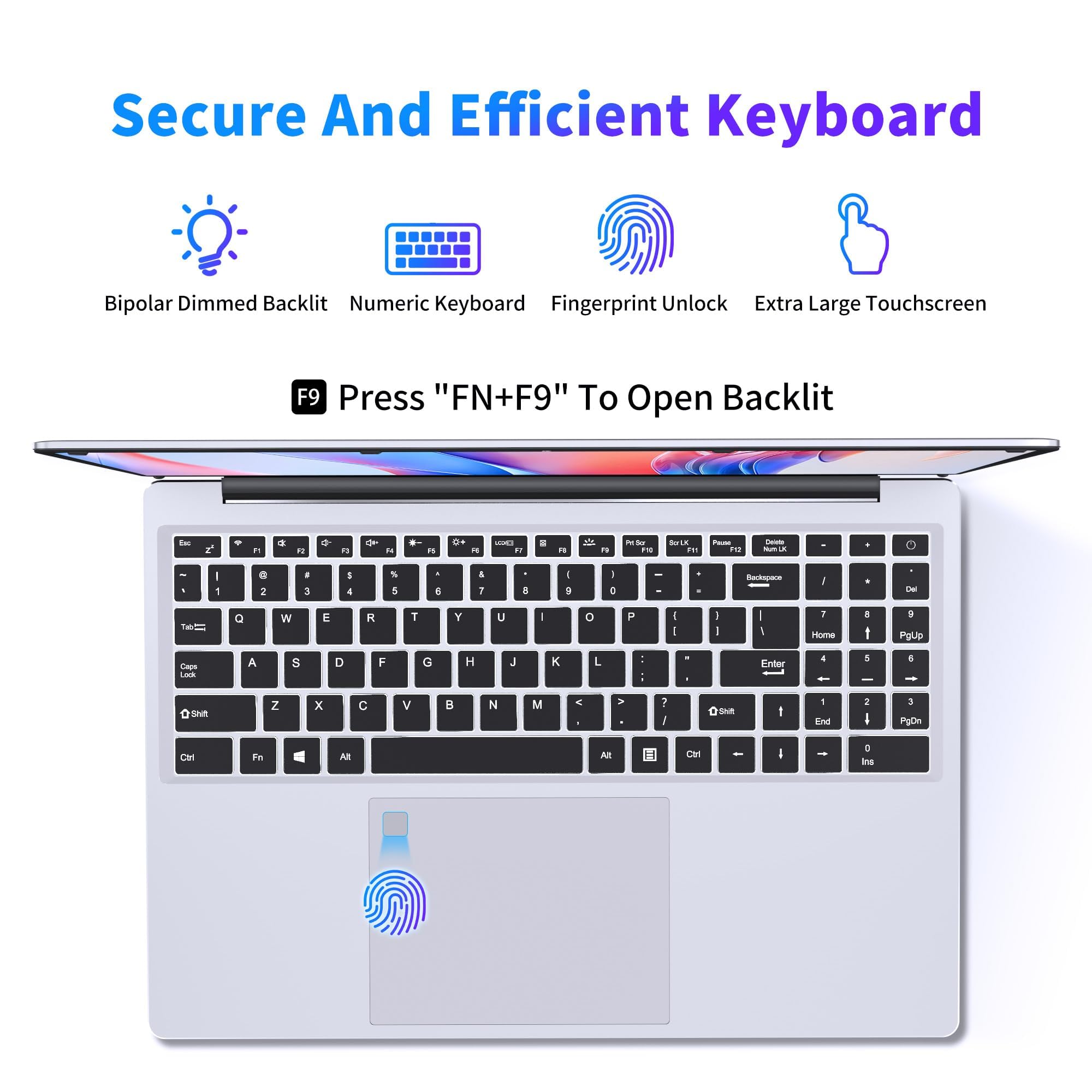 NIAKUN 16 Inch Laptop - Intel N100 Processor up to 3.4GHz, 16GB RAM, 512GB SSD, Full HD 1920x1200 Display, Backlit Keyboard, Windows 11 Pro - Perfect for Business, School & Remote Work