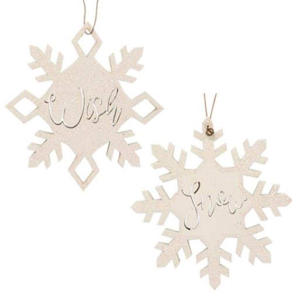 2-Pack Snow & Wish Snowflake Ornaments for Christmas Tree Decorations - Perfect for Holiday Home Decor, Winter Wedding, and Seasonal Party Decor