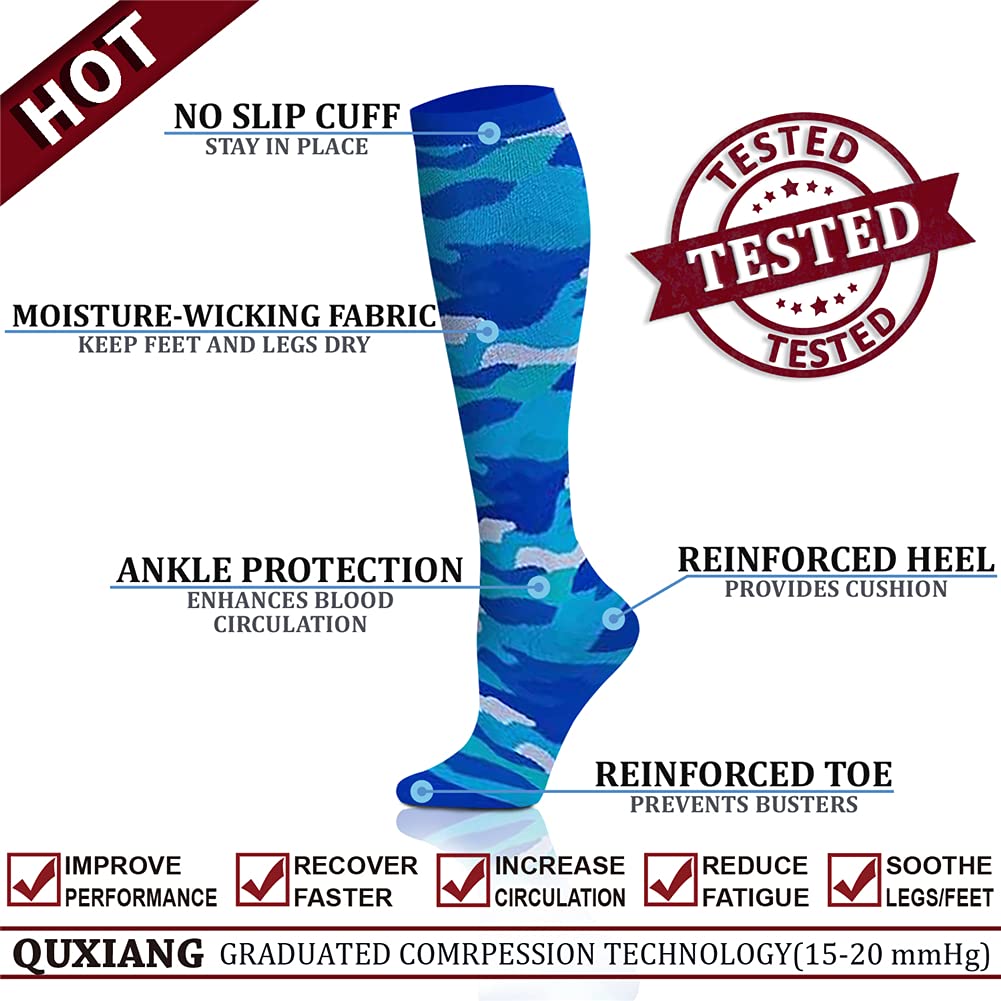QUXIANG Copper Compression Socks for Women & Men (8 Pairs) - 15-20 mmHg Graduated Support - Best for Running, Cycling & Athletic Performance - Improve Blood Circulation & Reduce Swelling - Perfect for Travel, Workouts & Recovery