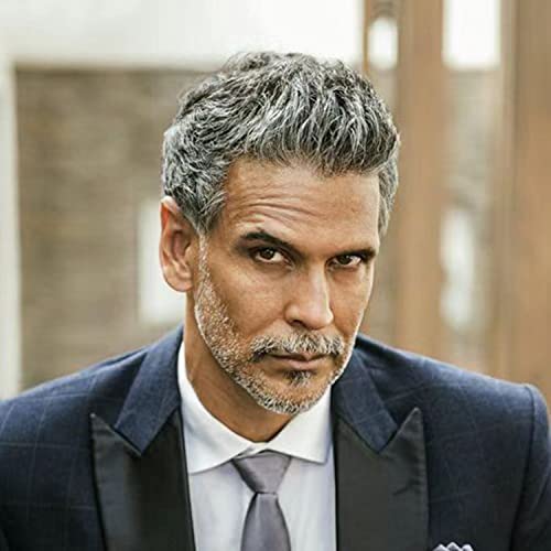 50% 1B Black Mixed 50% Grey Hair