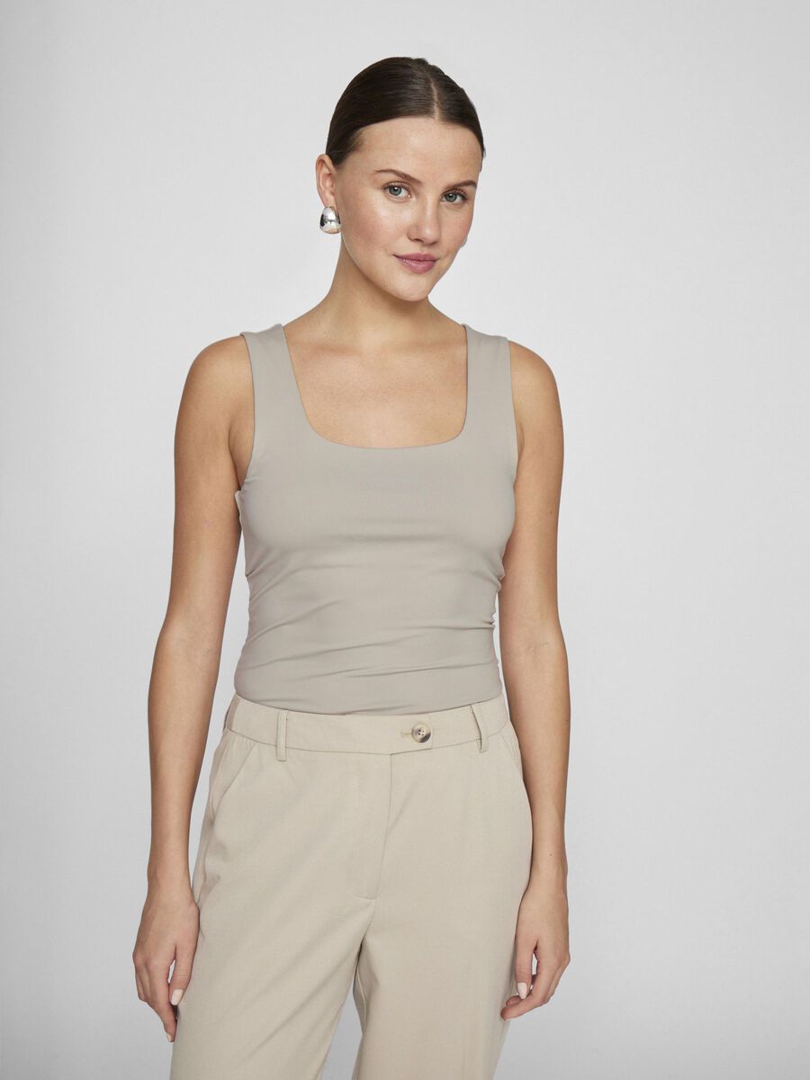Kennza Women's O Neck Tank Top - Soft Stretch Silver Grey Sleeveless Shirt for Casual Wear, Workout & Layering