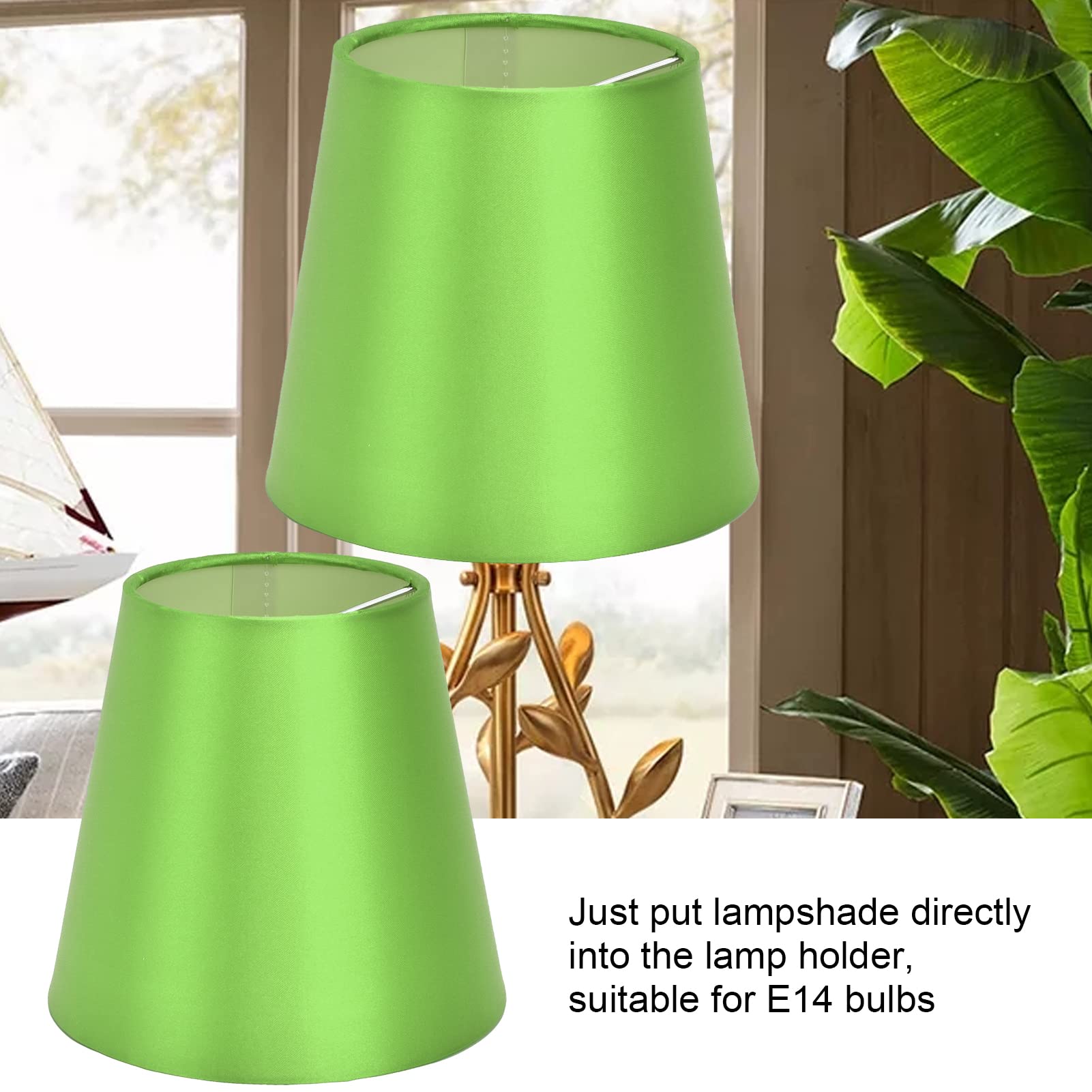 6PCS Green Fabric Lamp Shades for E14 Bulb - Ceiling, Table, Wall & Chandelier Lighting - Perfect for Bedroom, Living Room & Dining Room Decor