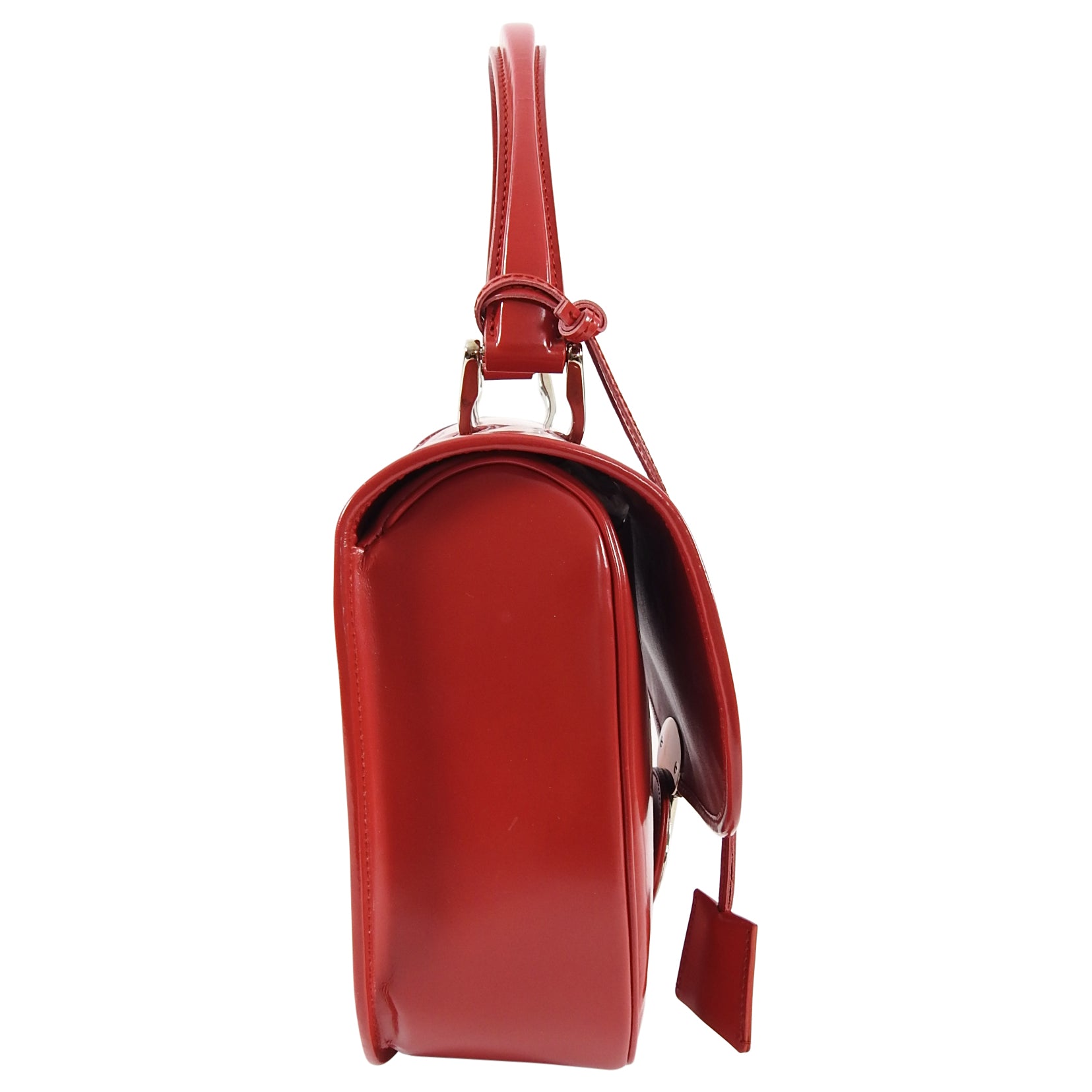 Balenciaga Red Glossy Leather Push Lock Handbag for Women | Luxury Designer Crossbody Purse | Perfect for Parties, Date Nights & Evening Events