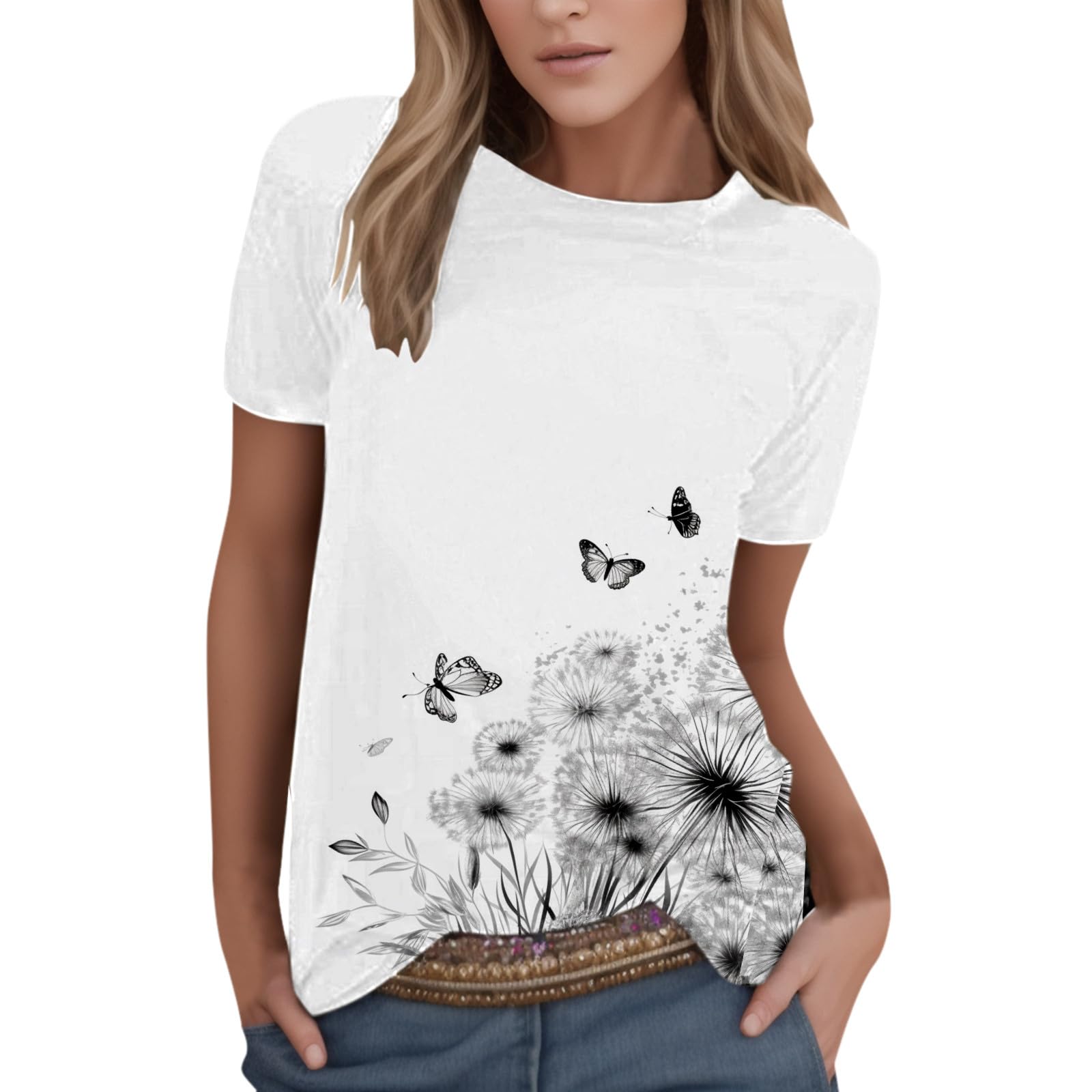Women's Short Sleeve Crew Neck T-Shirts - Summer Casual Basic Blouses, Lightweight Comfortable Pullover Tops for Beach, Travel & Everyday Wear