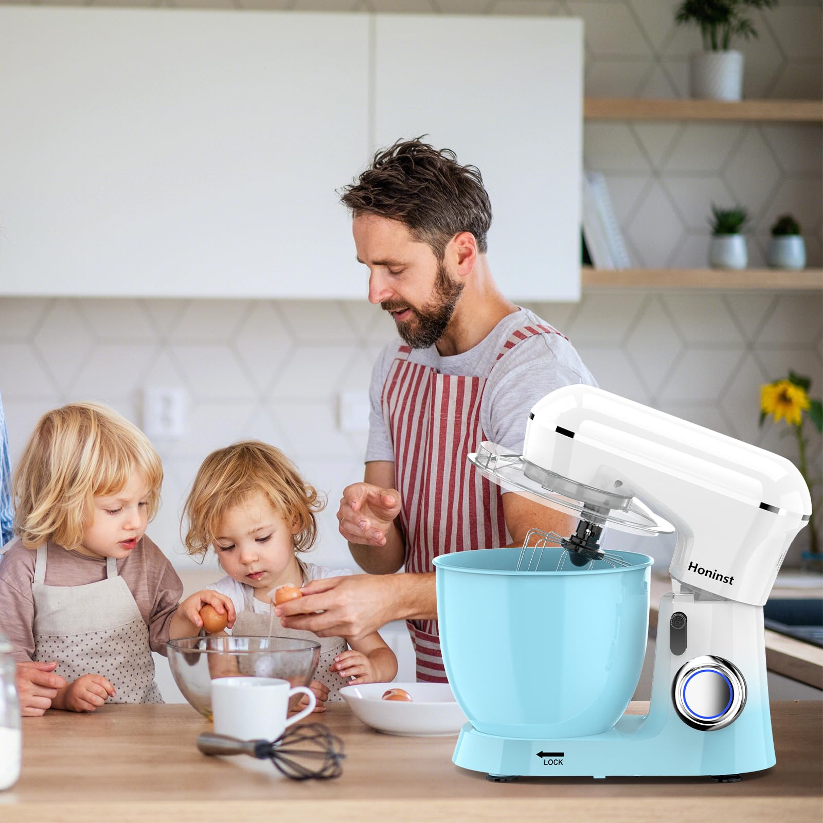 6.5QT 10-Speed Tilt-Head Electric Stand Mixer with Bowl, Dough Hook, Whisk & Beater - Professional Kitchen Mixer for Baking Cakes, Cookies & Bread - Perfect for Home Bakers & Cooking Enthusiasts (Gradient Blue) | Ideal for Holiday Baking, Birthday Cakes & Family Meal Prep