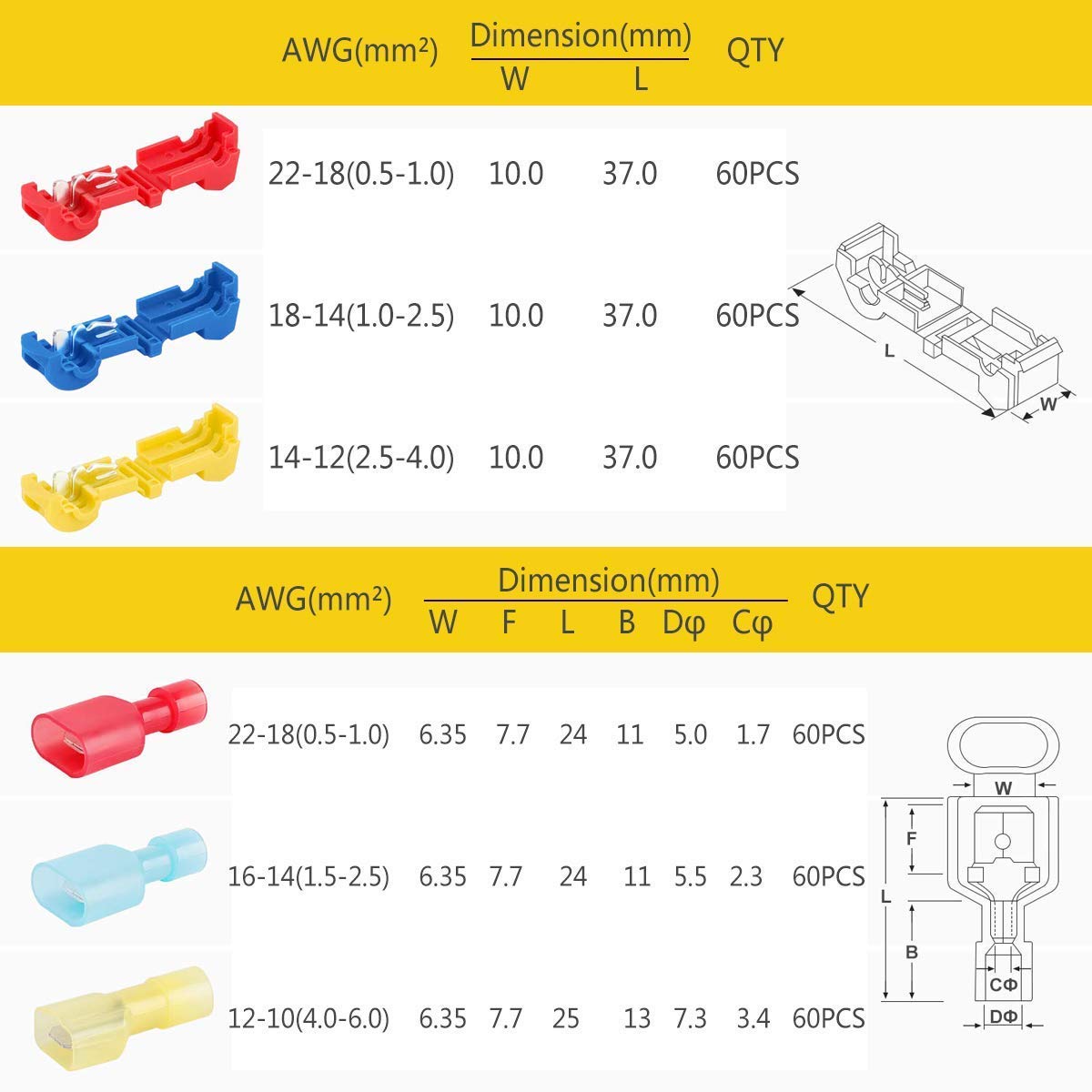 250PCS Solder Wire Connectors & 360PCS T Tap Wire Connectors Kit - Electrical Wiring, Automotive, DIY Projects - Secure & Quick Wire Connections for Home, Car, and Electronics Repair