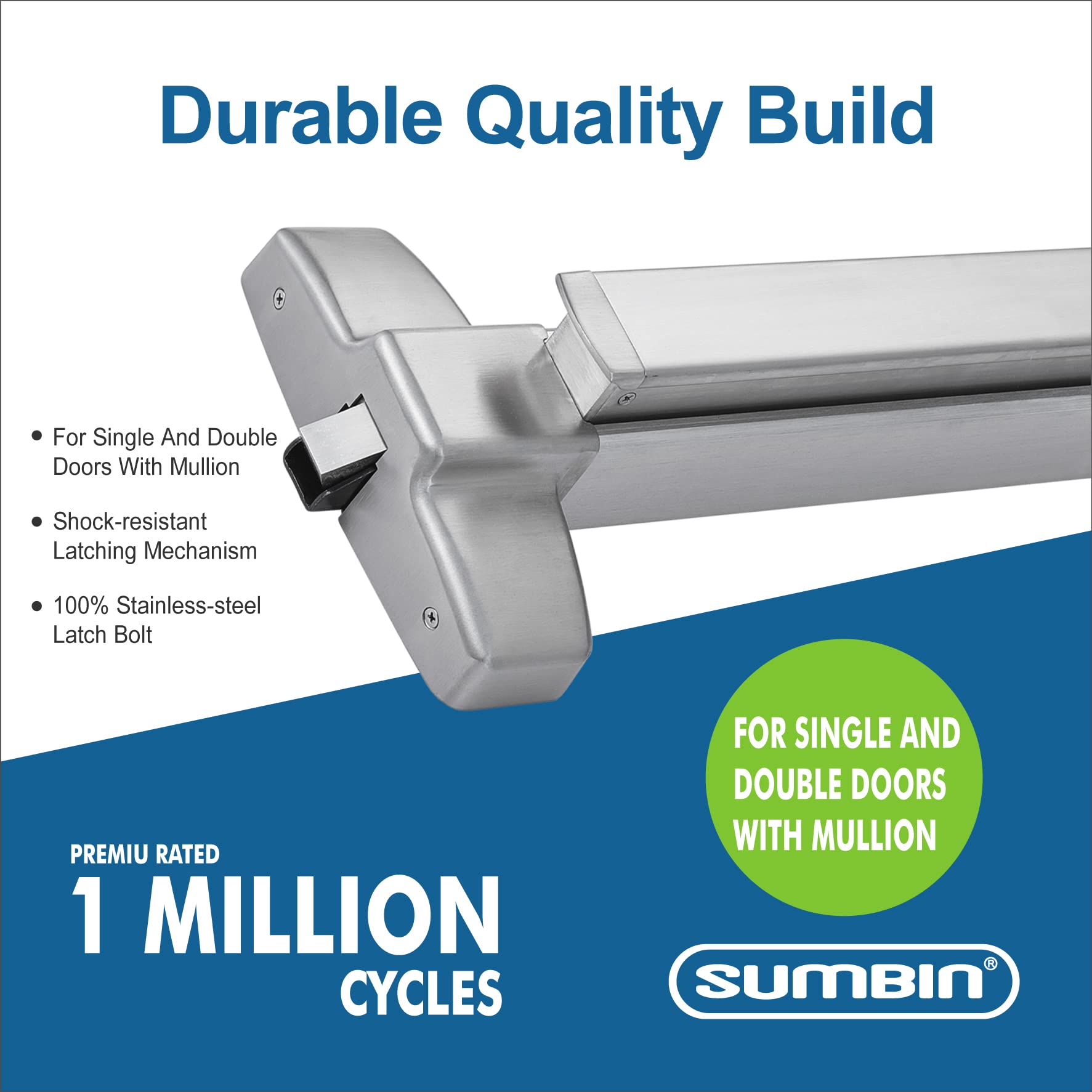 ANSI Grade 1 Stainless Steel Commercial Push Panic Bar & Emergency Exit Device - Ideal for Office Buildings, Schools, and Public Safety Applications