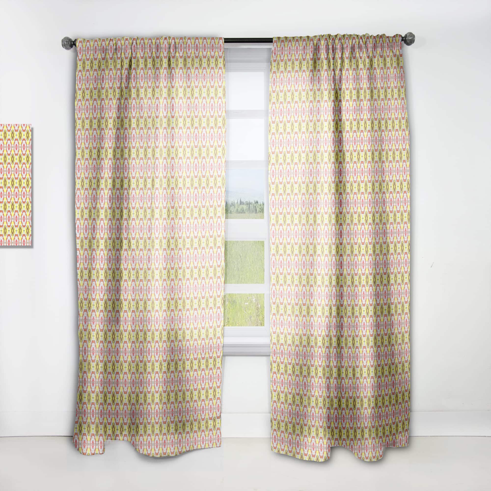 Retro Ethnic Abstract Kaleidoscope Design Thermal Insulated Curtains - Single Panel 52x120 - Blackout Drapes for Bedroom & Living Room - Perfect for Home Decor, Privacy & Light Control