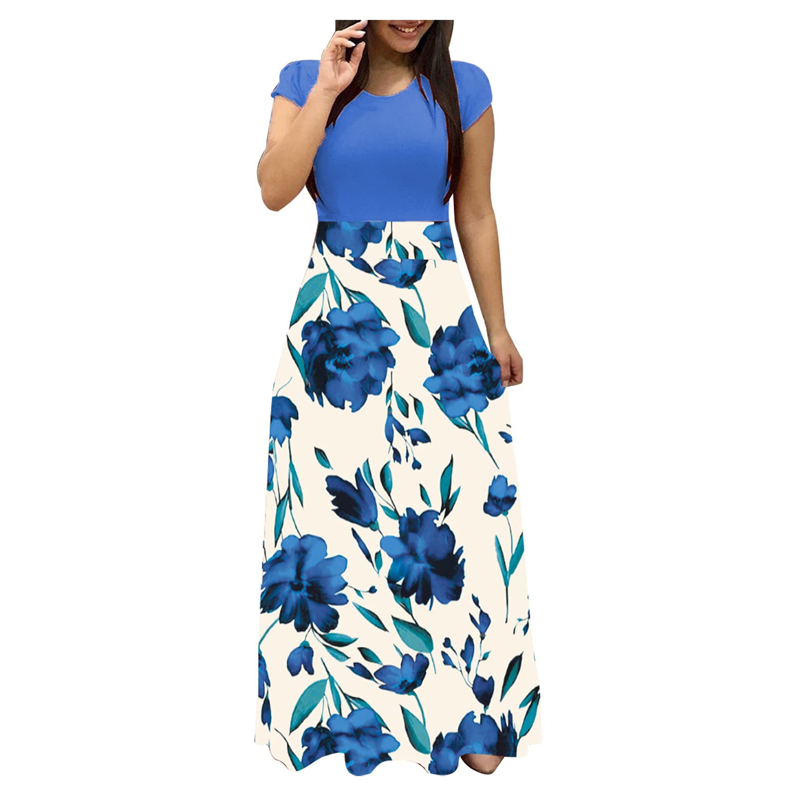 Elegant Floral Vintage Cocktail Dress for Women - Long Summer & Fall Party Dress, Perfect for Weddings, Guest Events & Special Occasions