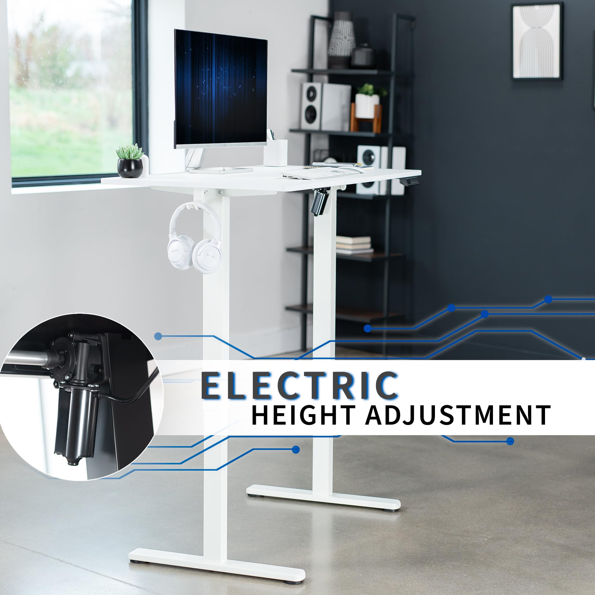 VIVO Electric Height Adjustable Standing Desk 44 x 24 Inches, Memory Controller, White Top & Frame (DESK-E144W) - Perfect for Home Office, Gaming Setup, and Workspace Ergonomics