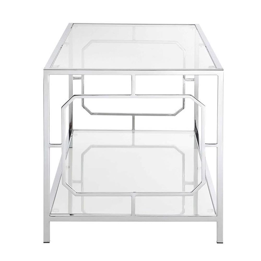 Modern Glass Coffee Table with Chrome Frame - Sleek & Stylish Living Room Centerpiece for Home Decor