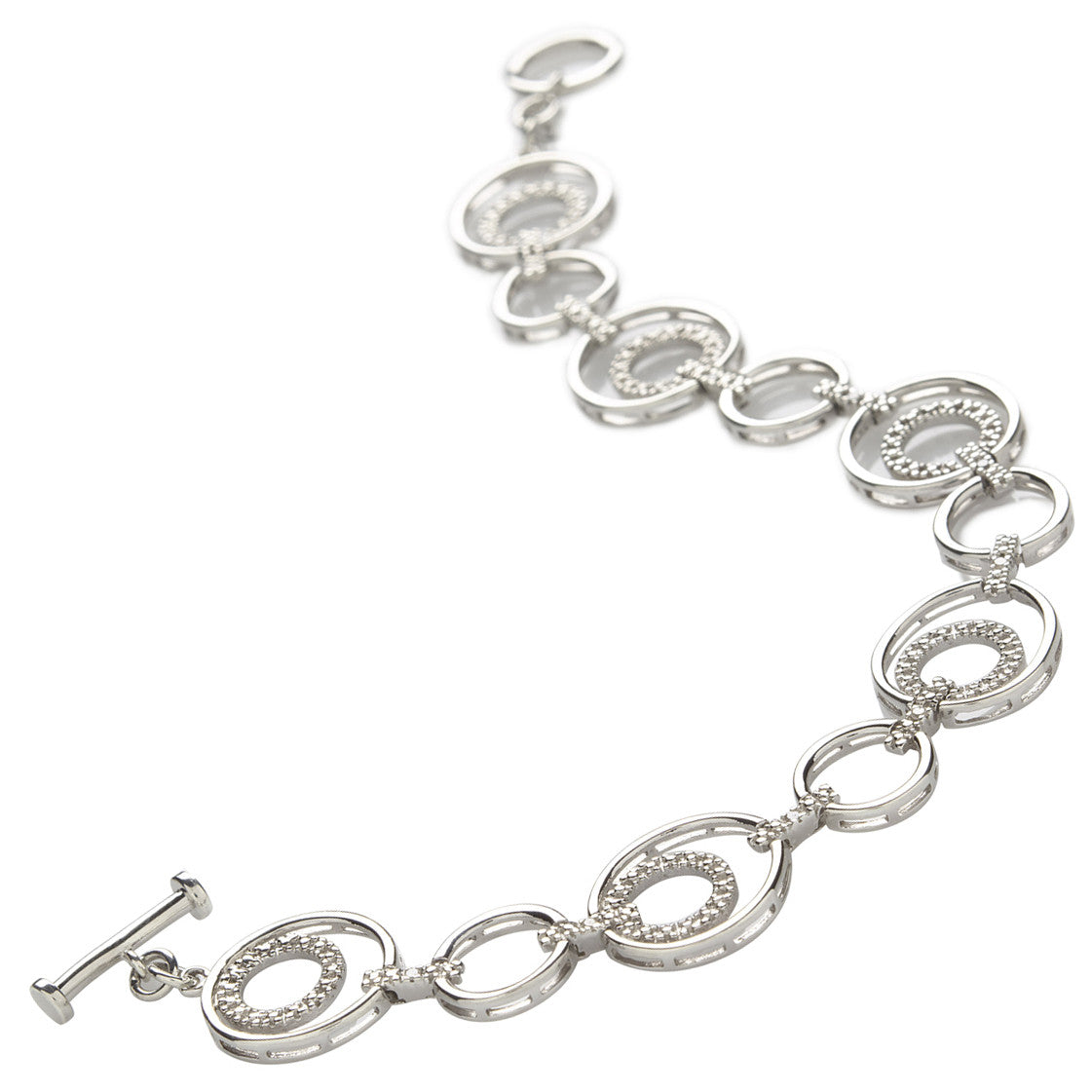 Two Tone Circle 'n Circle Diamond Bracelet for Women - Elegant Stackable Jewelry Gift for Anniversary, Birthday & Special Occasions