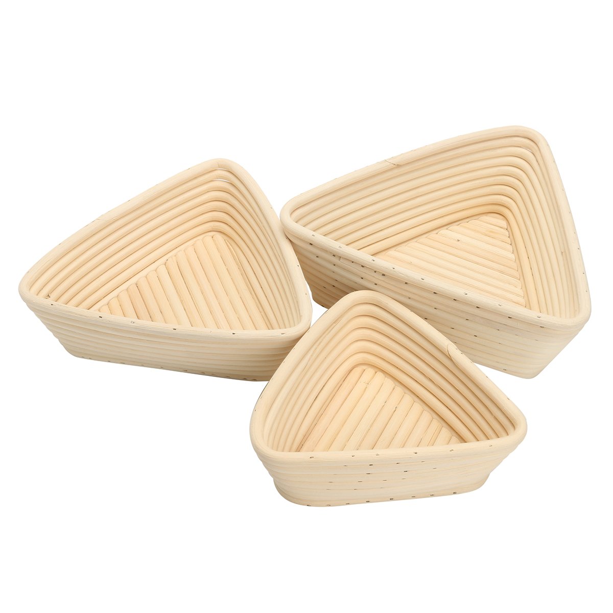 Hitommy Triangle Banneton Bread Proofing Basket - Natural Rattan Dough Rising Basket for Sourdough, Artisan Bread (3 Sizes) - Perfect for Home Baking, Bread Making, and Professional Bakeries