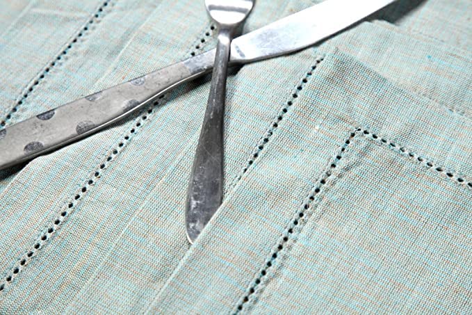 6 Pack Premium Cotton Napkins - Soft & Absorbent White & Turquoise Dinner Napkins for Everyday Use, Parties, and Special Occasions