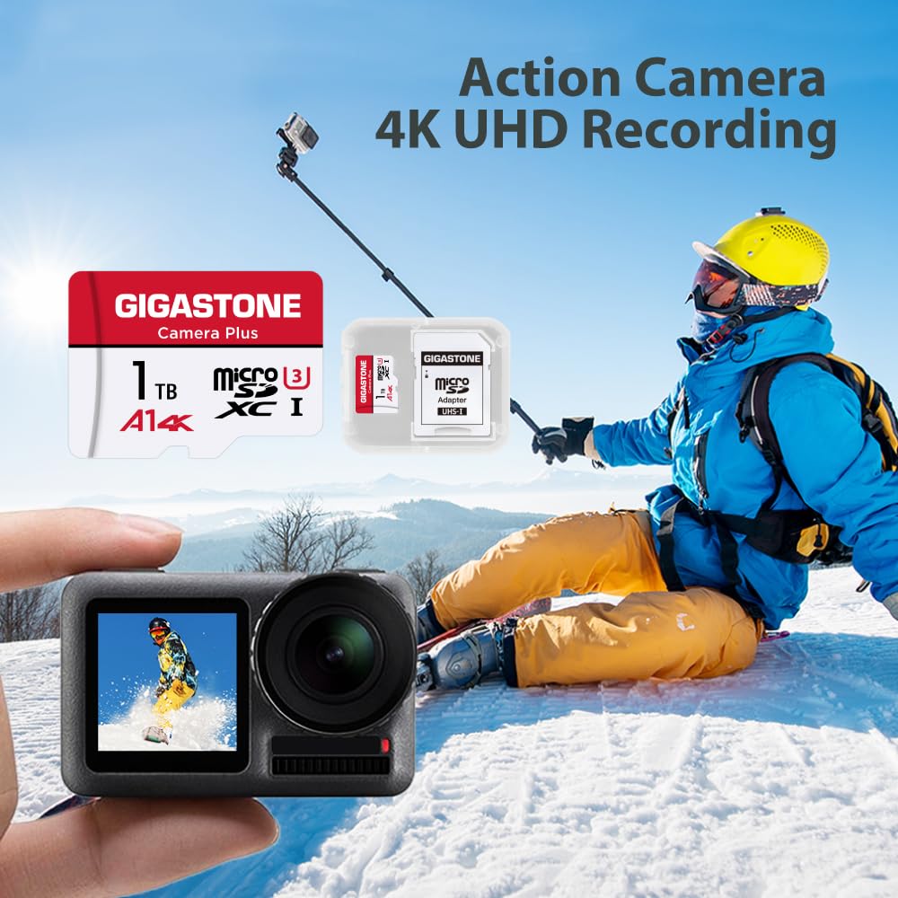 GIGASTONE 1TB Micro SDXC Card - UHS-I U3 Class 10, A1 App Performance, 150MB/s Read Speed - Compatible with GoPro, Action Cameras, Nintendo Switch, Smartphones - Perfect for 4K Video Recording & High-Speed Gaming Storage