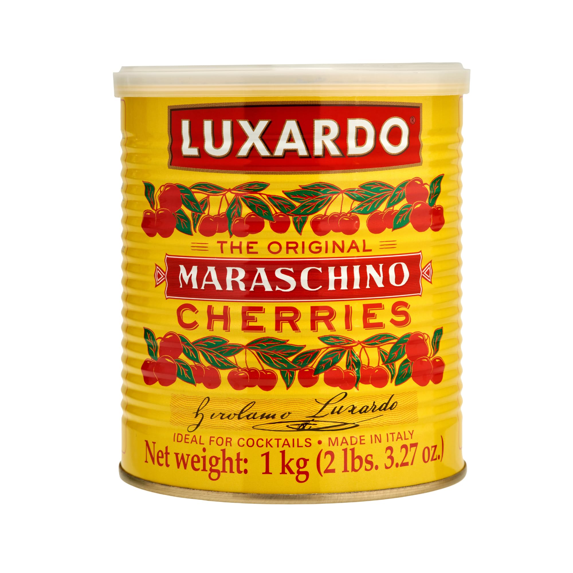 Premium Luxardo Gourmet Maraschino Cherries - 2.2 lbs Can (1000g) - Italian Cocktail Cherries for Martinis, Desserts & Baking - Perfect for Home Bars, Cocktail Parties & Gourmet Recipes