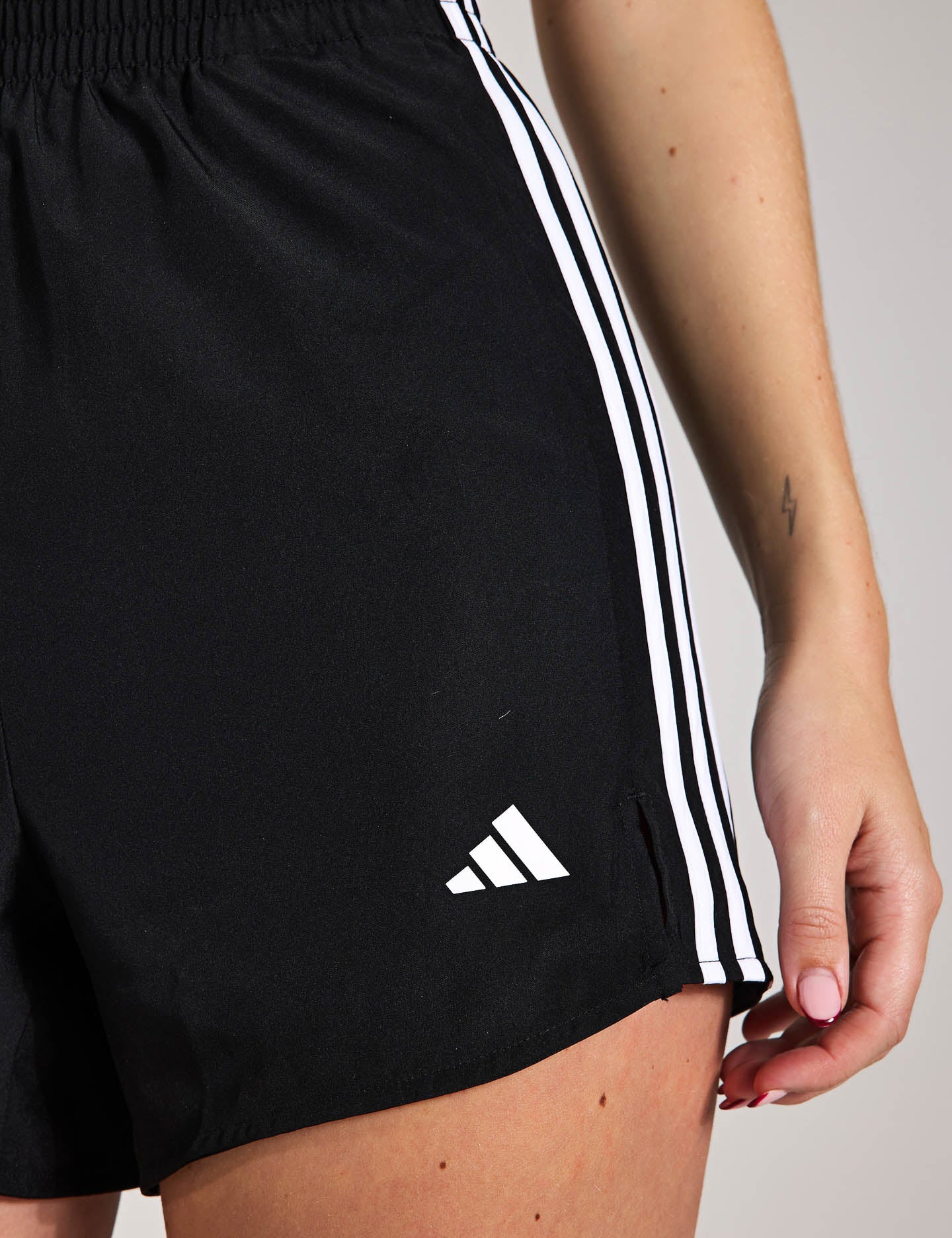 Adidas 3 Stripes High Waisted Athletic Shorts for Women - Black & White - Gym, Running, Yoga & Casual Wear