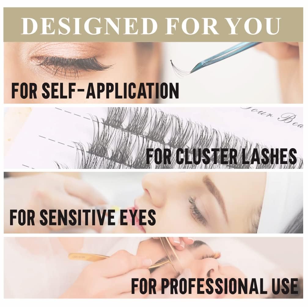 RKISSBEAUTY Professional Cluster Lash Glue - Strong Hold, Long Lasting 2-3 Weeks Eyelash Extension Adhesive - No Irritation, Safe for Sensitive Eyes - Perfect for DIY Home Use & Salon Professionals (Great for Weddings, Parties & Special Occasions)
