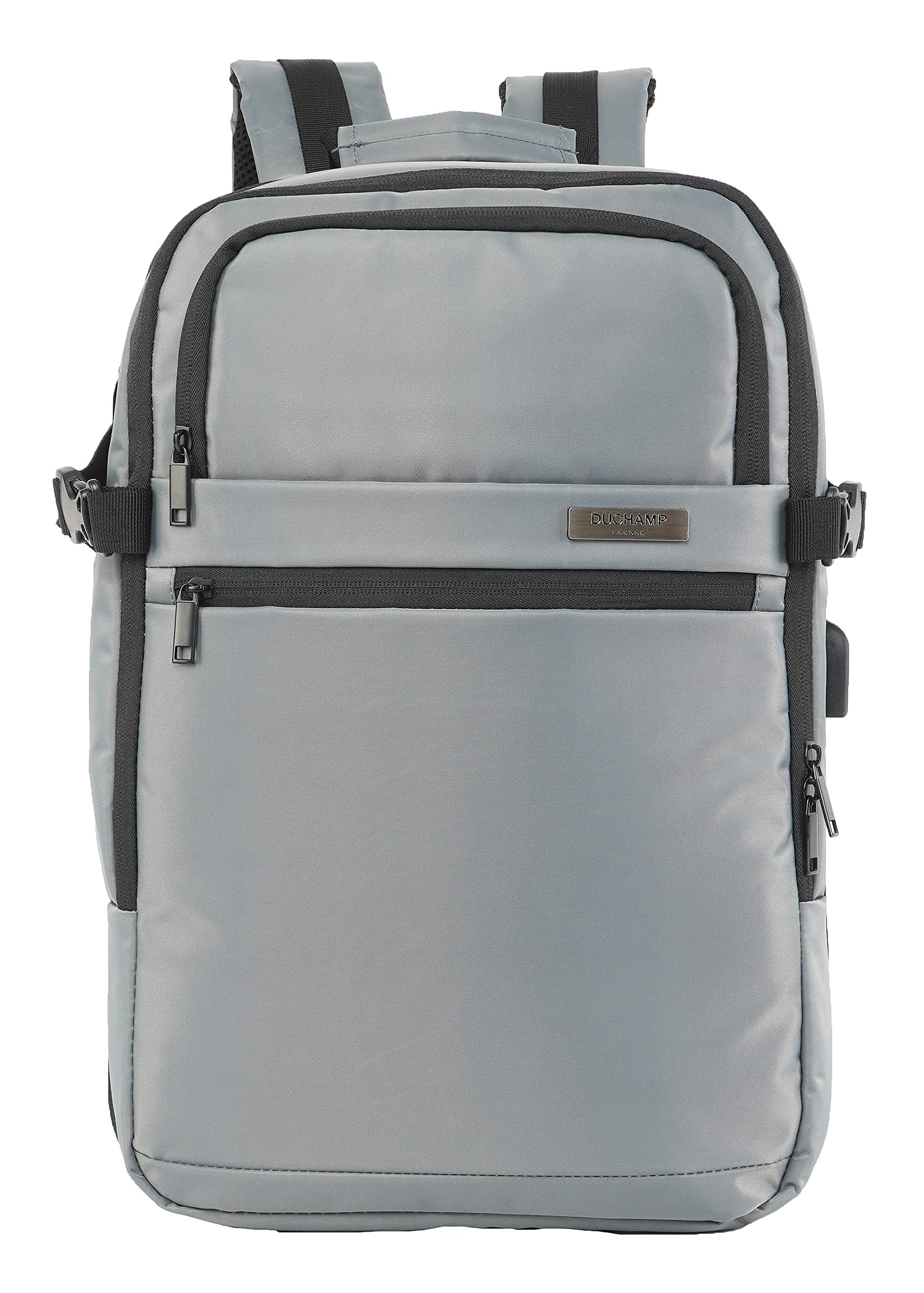Duchamp Expandable Carry-On Backpack Suitcase - Lightweight Travel Luggage with USB Port, Water-Resistant Grey Backpack for Airplane & Business Trips - Perfect for Weekend Getaways & Commuting