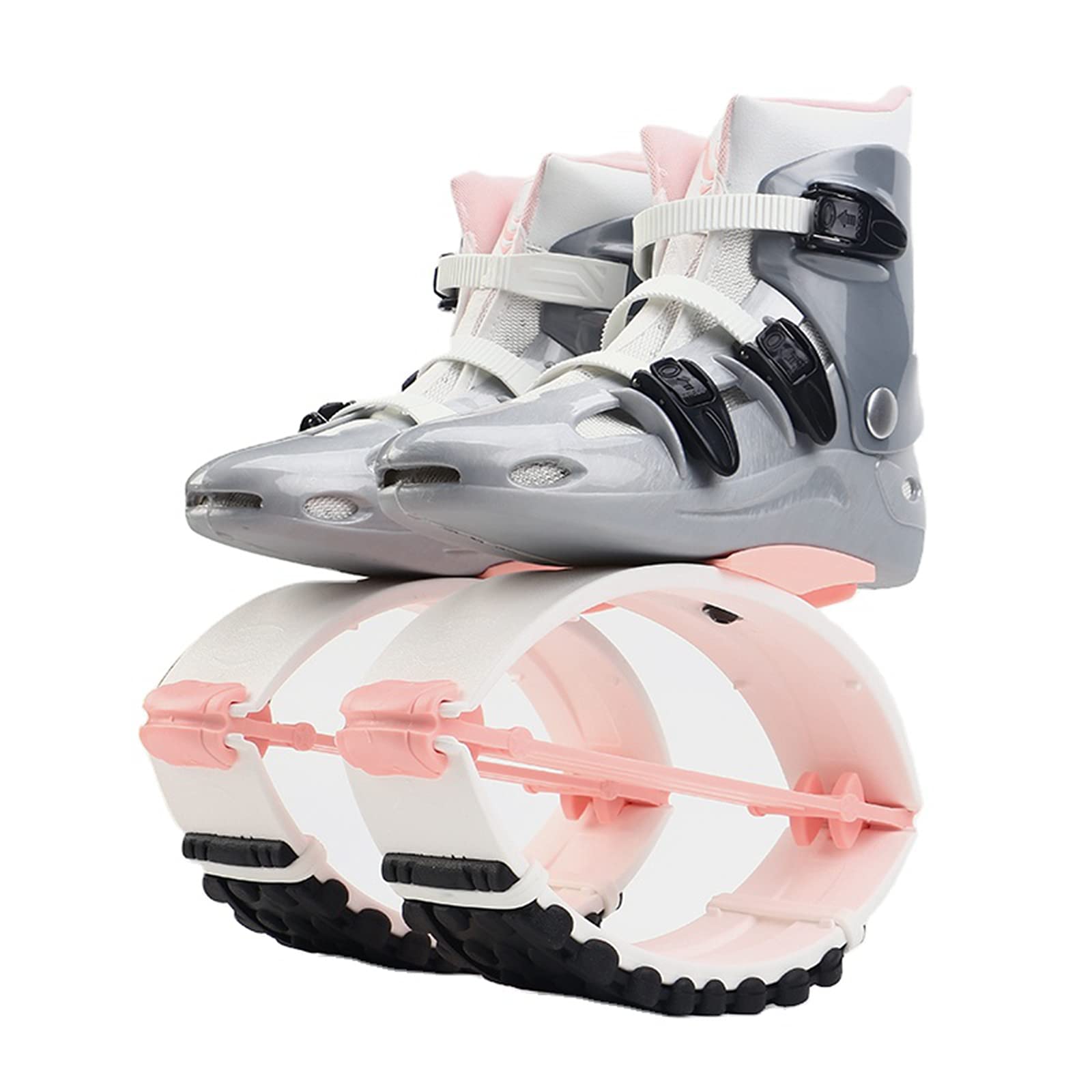AHWZ Bounce Shoes for Adults - Kangaroo Jumping Sneakers, High-Performance Jumping Boots for Sports & Fitness - Pink & White, Size XXL - Perfect for Workouts, Parkour, and Fun Outdoor Activities
