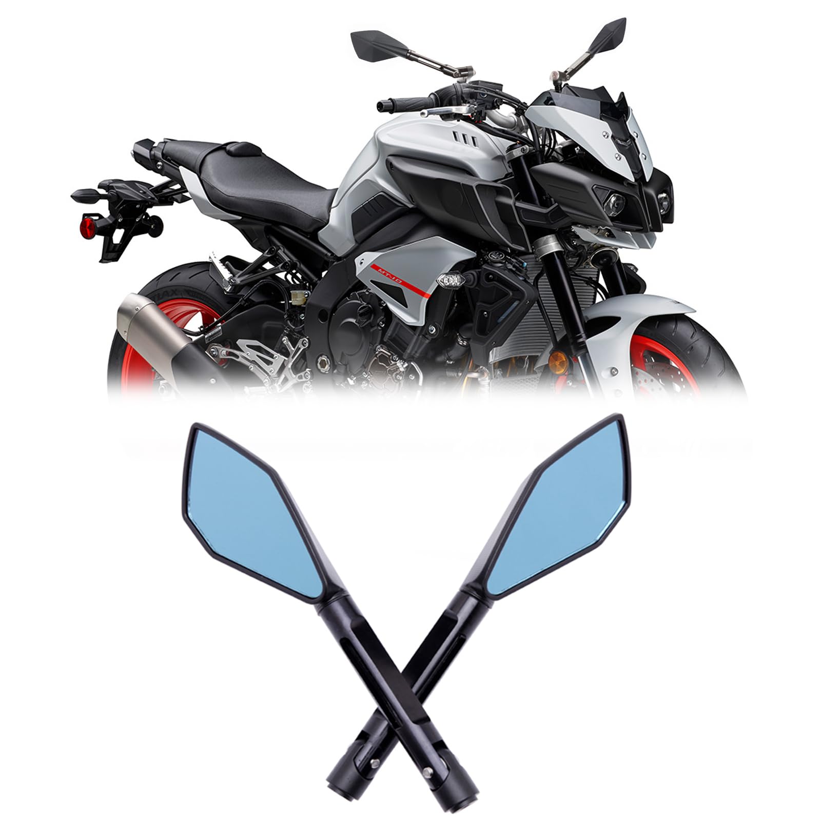 Universal Aluminum Motorcycle Handlebar End Mirror - 8mm & 10mm Adjustable Side Rearview Mirrors for Street Bike, Sport Bike, Dirt Bike, Cruiser, Chopper & Scooter (Black) - Enhanced Safety & Visibility for Urban Commuting & Off-Road Adventures