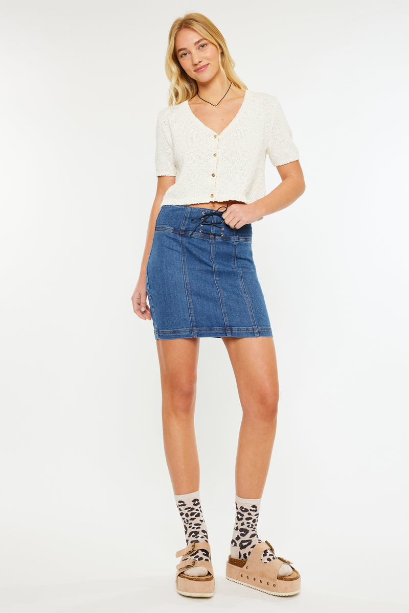 Bella High Rise Lace Up Corset Skirt for Women - Sexy Bodycon Pencil Skirt with Adjustable Lacing | Perfect for Date Night, Clubwear & Fashion Outfits