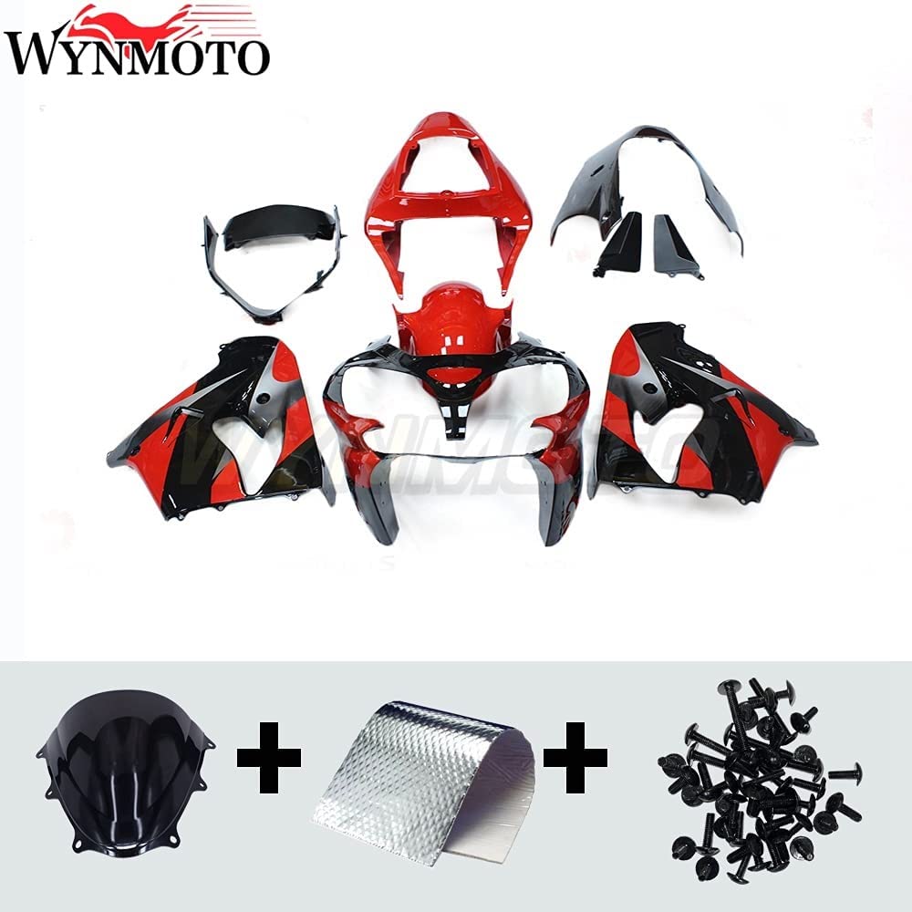 Kawasaki ZX-9R 2002-2003 Motorcycle Fairing Kit - Red & Black ABS Plastic Bodywork | Perfect Fit Replacement for ZX9R 02-03 Models | Ideal for Racing, Street Riding & Bike Restoration