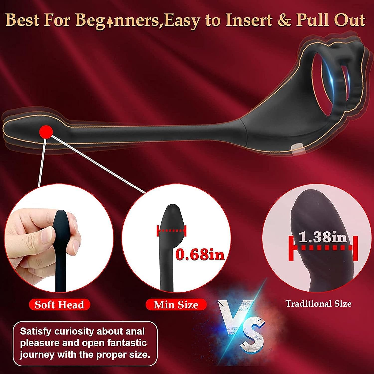Feelip 3-in-1 Anal Plug Vibrating Cock Ring - Prostate Massager & Dildo with 9 Vibration Modes for Men - Adult Sex Toys for Couples Play, Solo Pleasure & BDSM Exploration