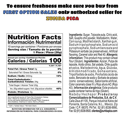 Zumba Pica Tirolo Tamarind Straws (10 Count) - Authentic Mexican Tamarindo Candy Sticks - Sweet & Tangy Tamarind Flavor - Perfect for Snacking, Parties & Michelada Drinks