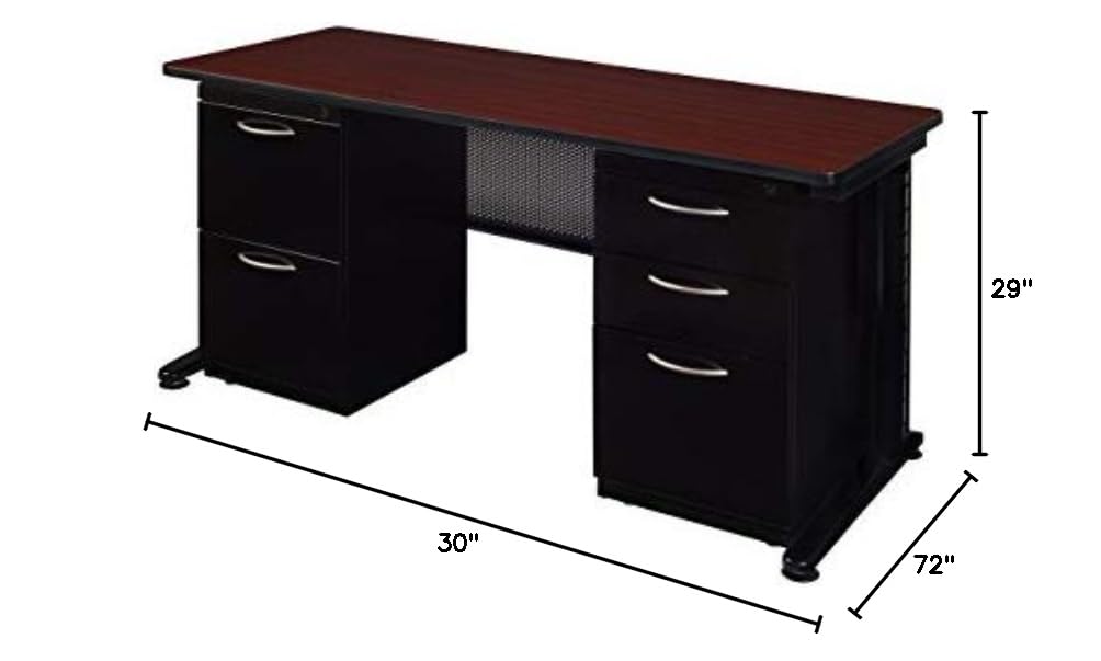 Regency Double Pedestal Executive Desk 72 x 30 Inches - Solid Mahogany Wood Office Desk with File Drawers - Perfect for Home Office, Study Room or Corporate Workspace