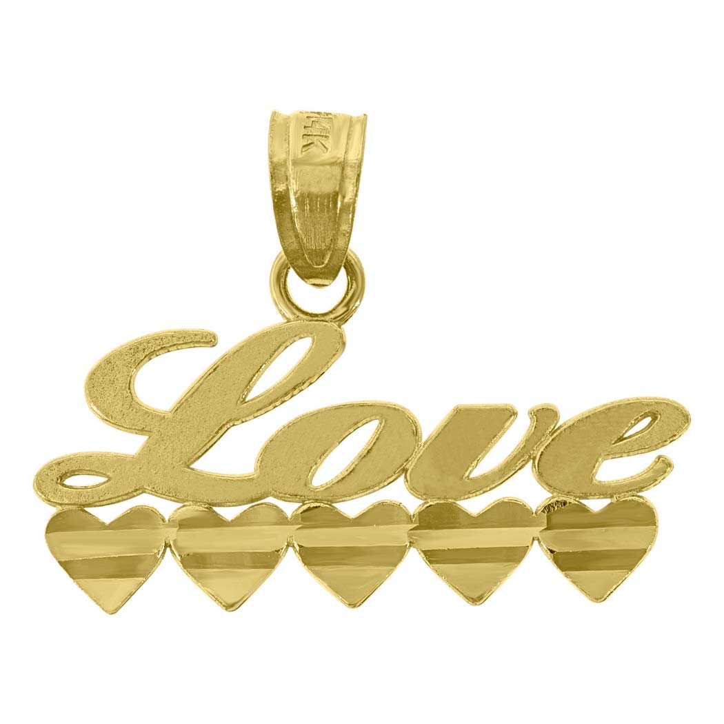14K Yellow Gold Women's DC Love Heart Pendant Necklace - 15.2mm Height, Elegant Jewelry Gift for Her - Perfect for Valentine's Day, Anniversary & Romantic Occasions