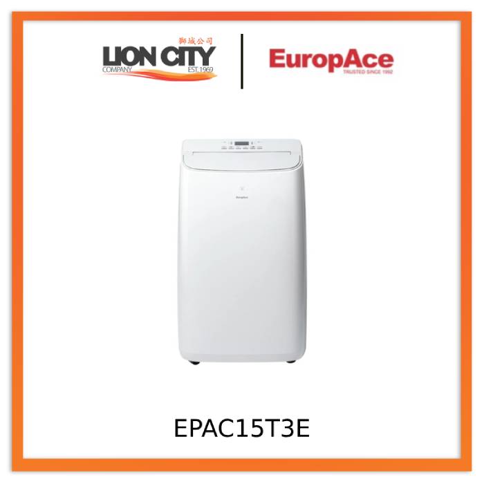 EuropAce EPAC15T3E 15000 BTU Dual Hose Portable Air Conditioner - Powerful Cooling for Large Rooms, Bedrooms & Offices - Energy Efficient with Remote Control