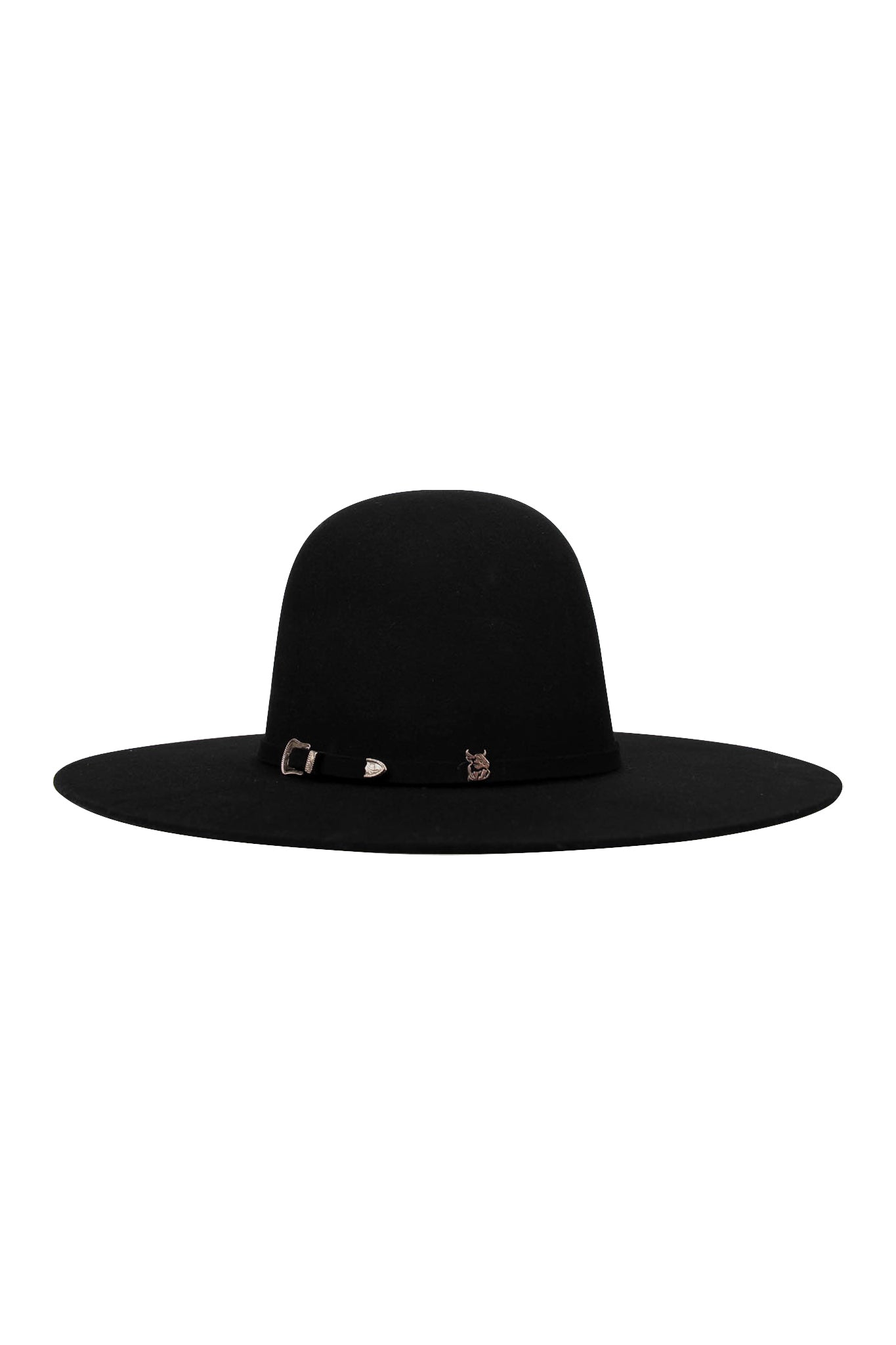 Rock'em 4X Black Open Crown Felt Cowboy Hat for Men - Western Rodeo Rancher Outfit Accessories - Perfect for Country Music Festivals & Outdoor Adventures