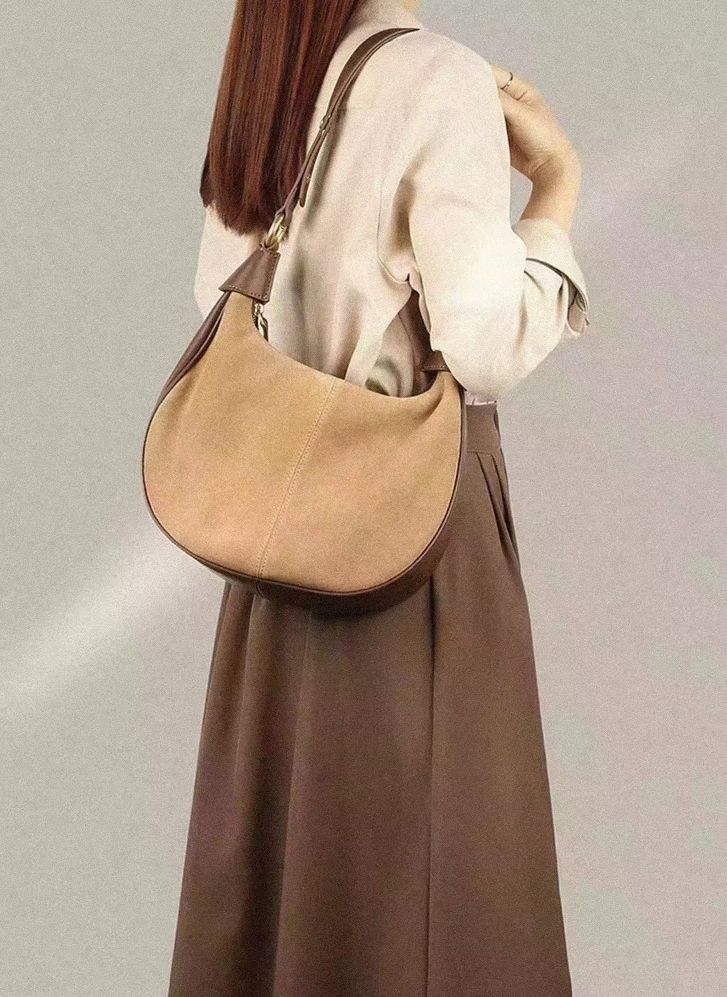 Stylish Semi-Circle Soft Leather Tote Bag for Women - Lightweight & Durable Handbag for Work, Travel & Everyday Use