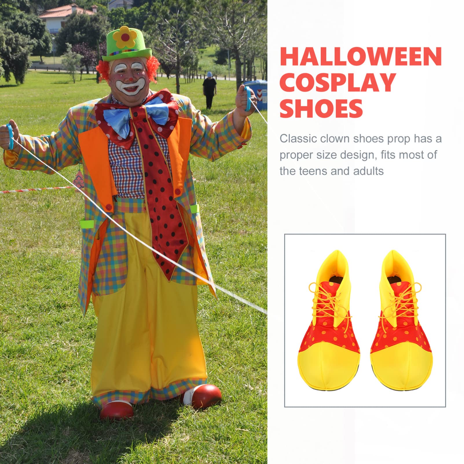 Halloween Clown Shoes - Bright Yellow & Red Costume Accessories for Cosplay, Masquerade Parties & Halloween Events | Fun Party Favors & Carnival Footwear