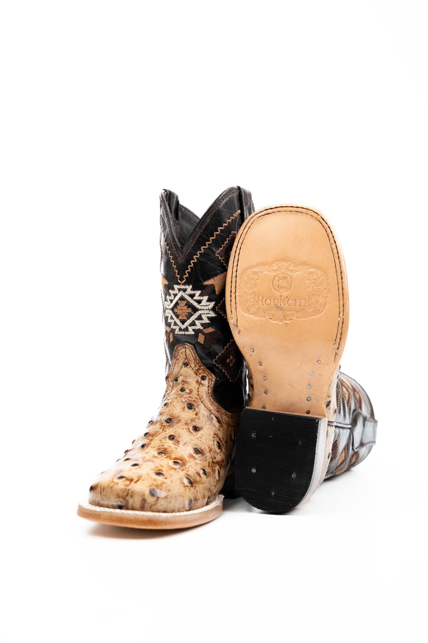 Little Ostrich Pro Rodeo Kids Boots - Western Style Cowboy Boots for Boys & Girls - Durable Leather Riding Boots for Rodeo, Horseback Riding & Country Fashion