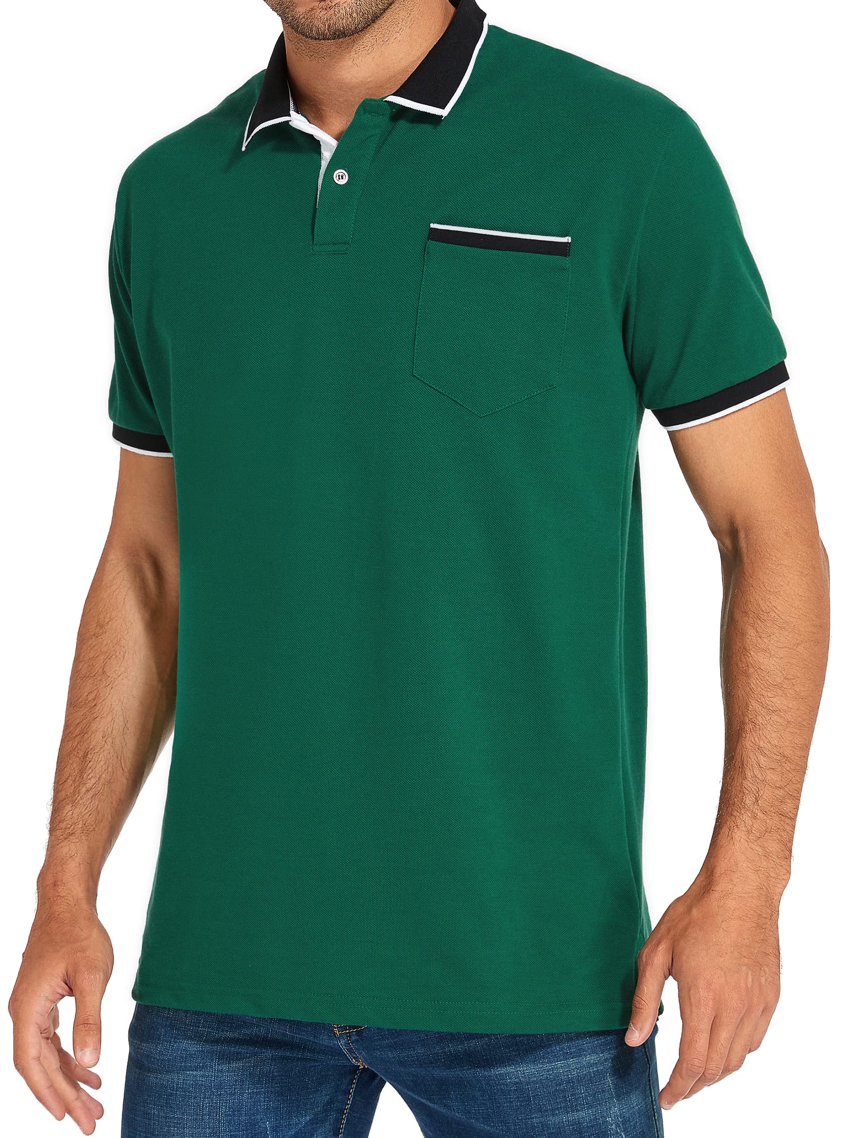 Men's Short Sleeve Polo Shirts - Breathable Casual Summer Golf Tee with Pocket | Perfect for Golf, Office & Outdoor Activities