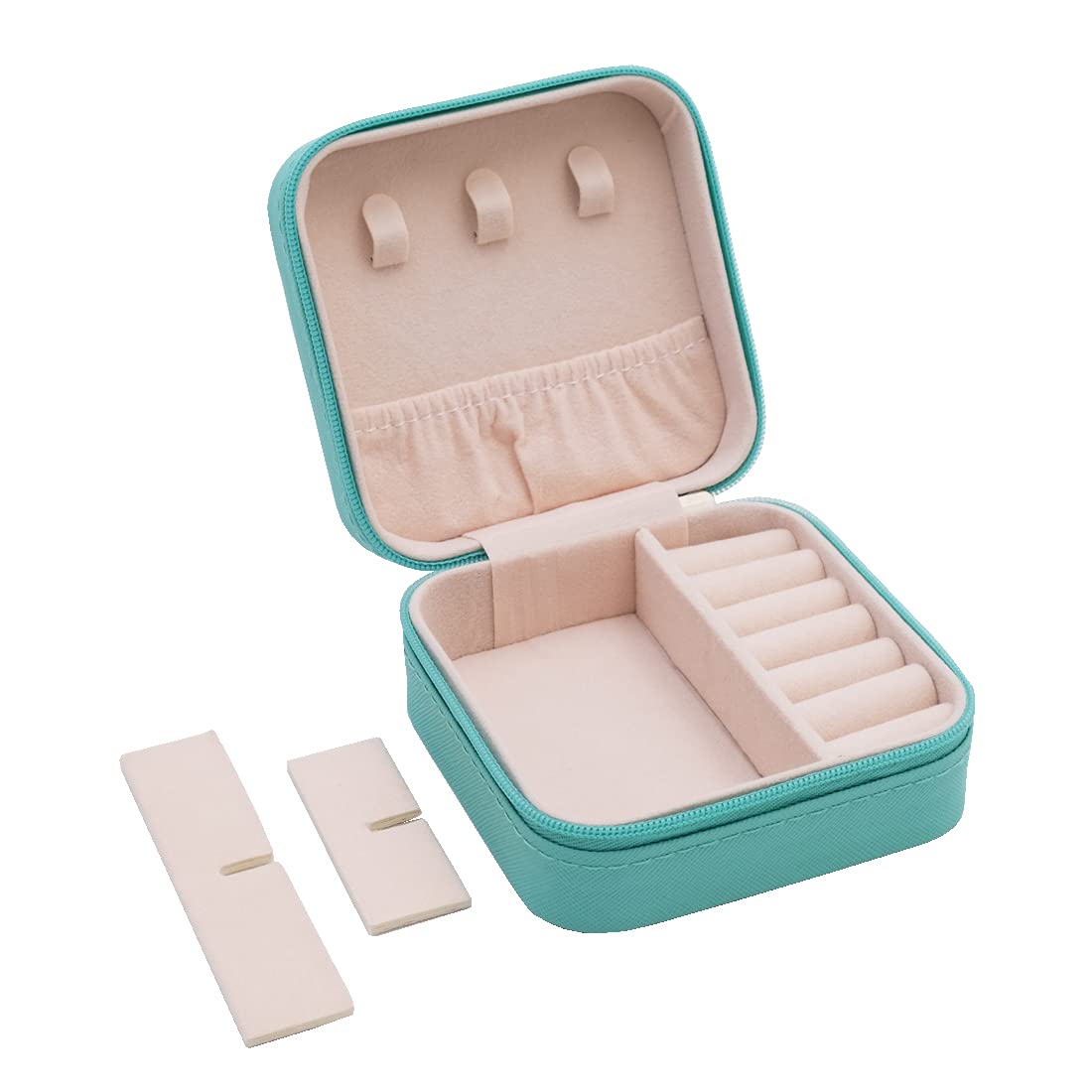 Mini Jewelry Travel Case - Small Portable Organizer & Display Storage Box for Rings, Earrings, Necklaces - Perfect for Travel, Gifts & Home Organization (Blue)