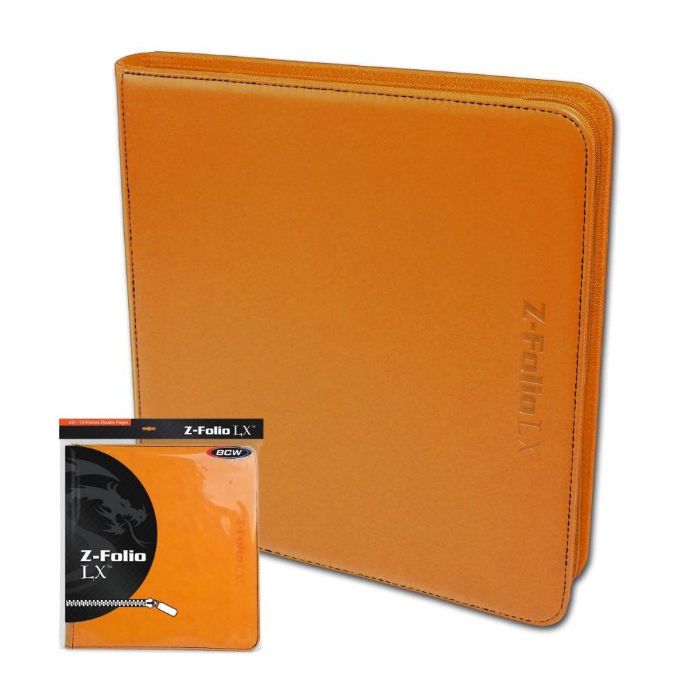 BCW 12-Pocket Z-Folio LX Binder - Orange | Premium Trading Card Protector for Collectors & Gamers | Perfect for Sports Cards, TCGs & Storage